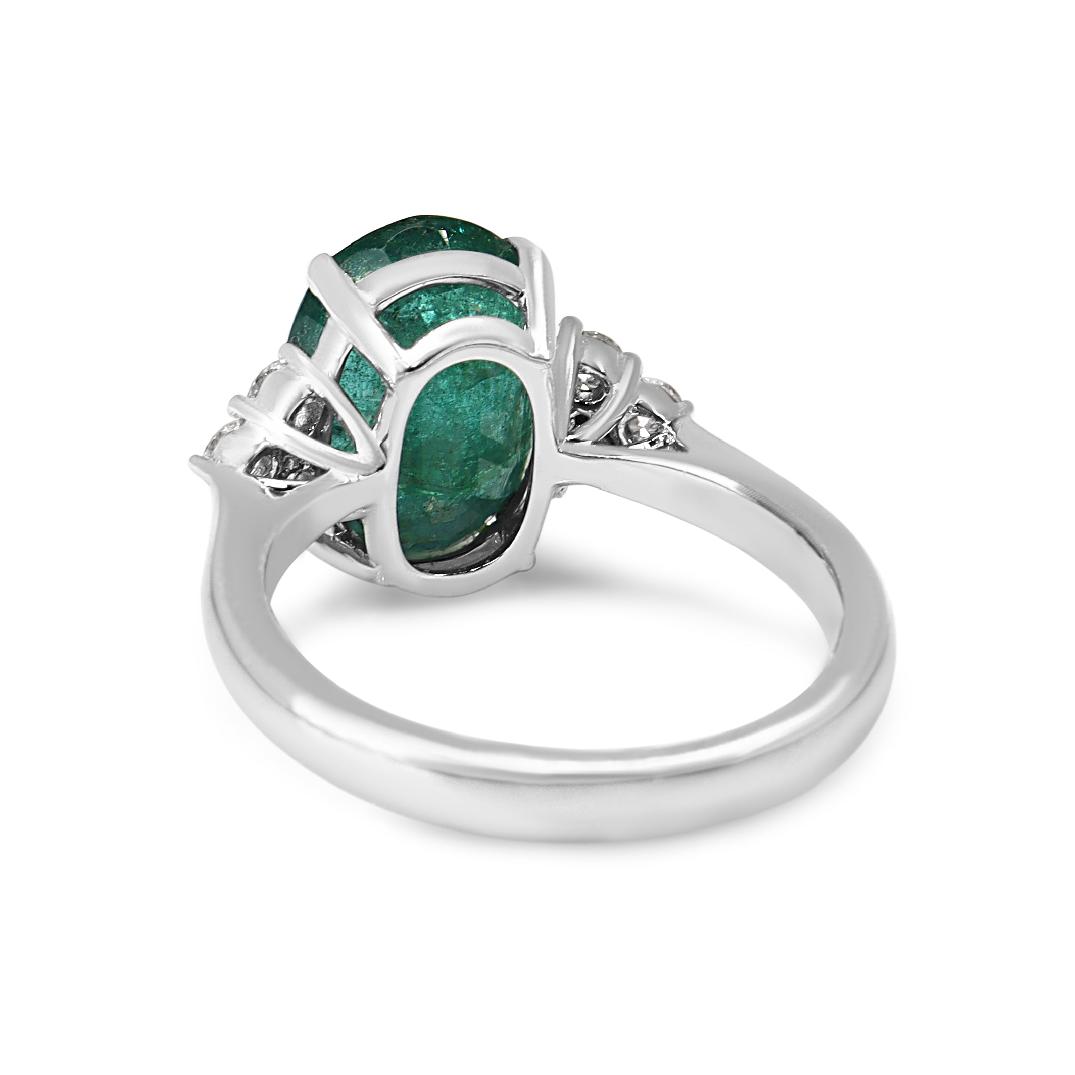 18ct White Gold Oval Emerald and Diamond Ring
