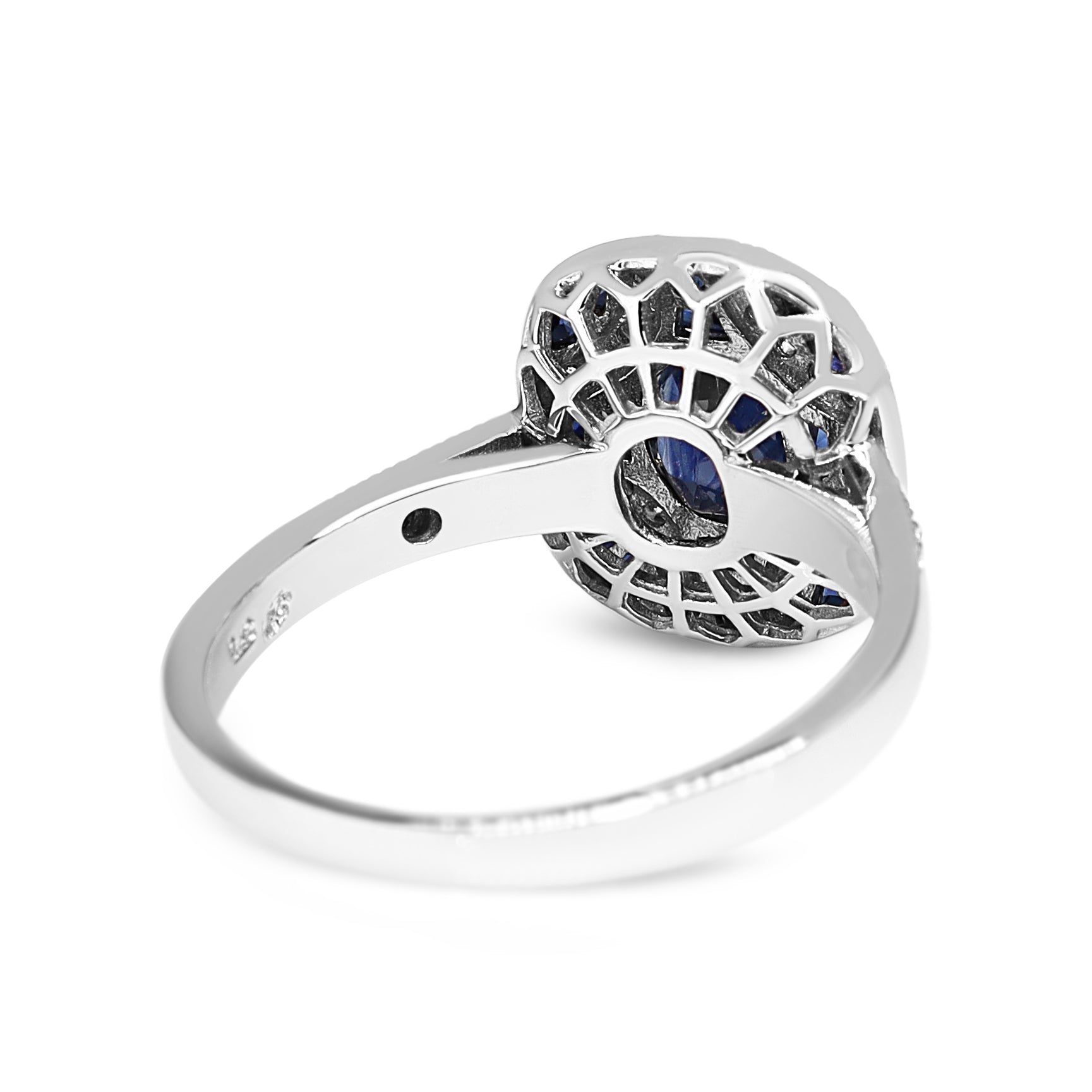 9ct White Gold Art Deco Style Sapphire and Diamond Ring