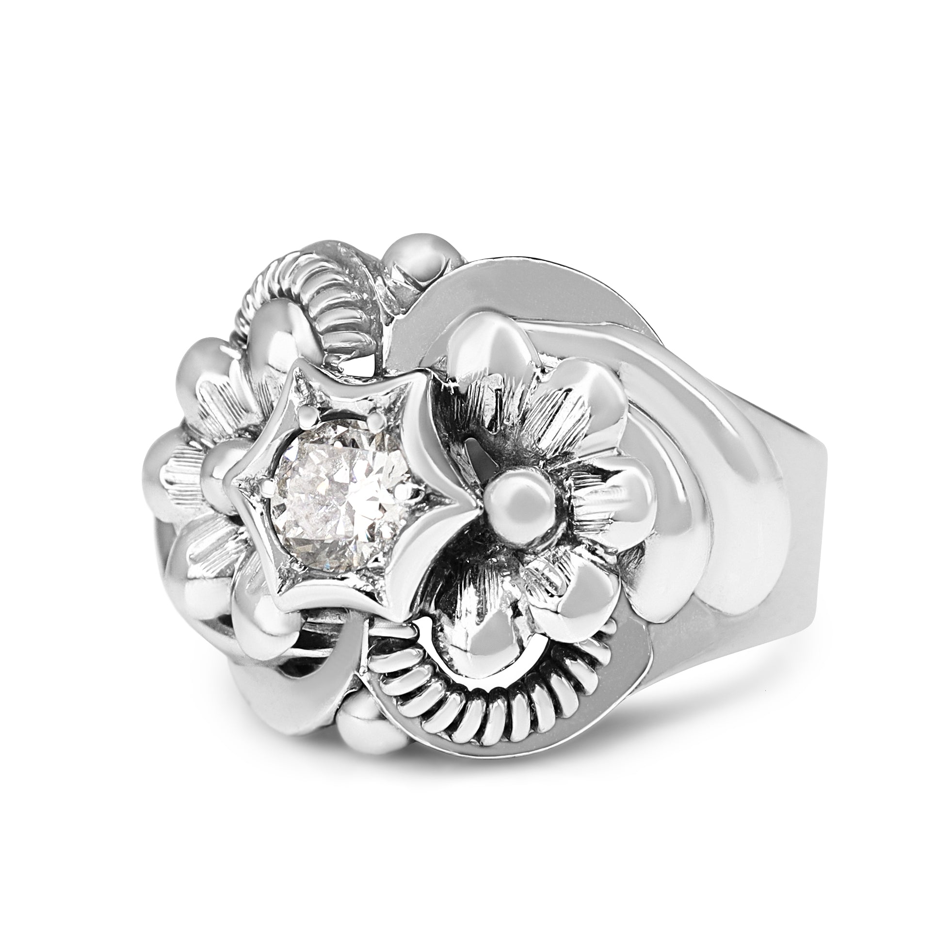 Luxury vintage-inspired diamond cocktail ring display