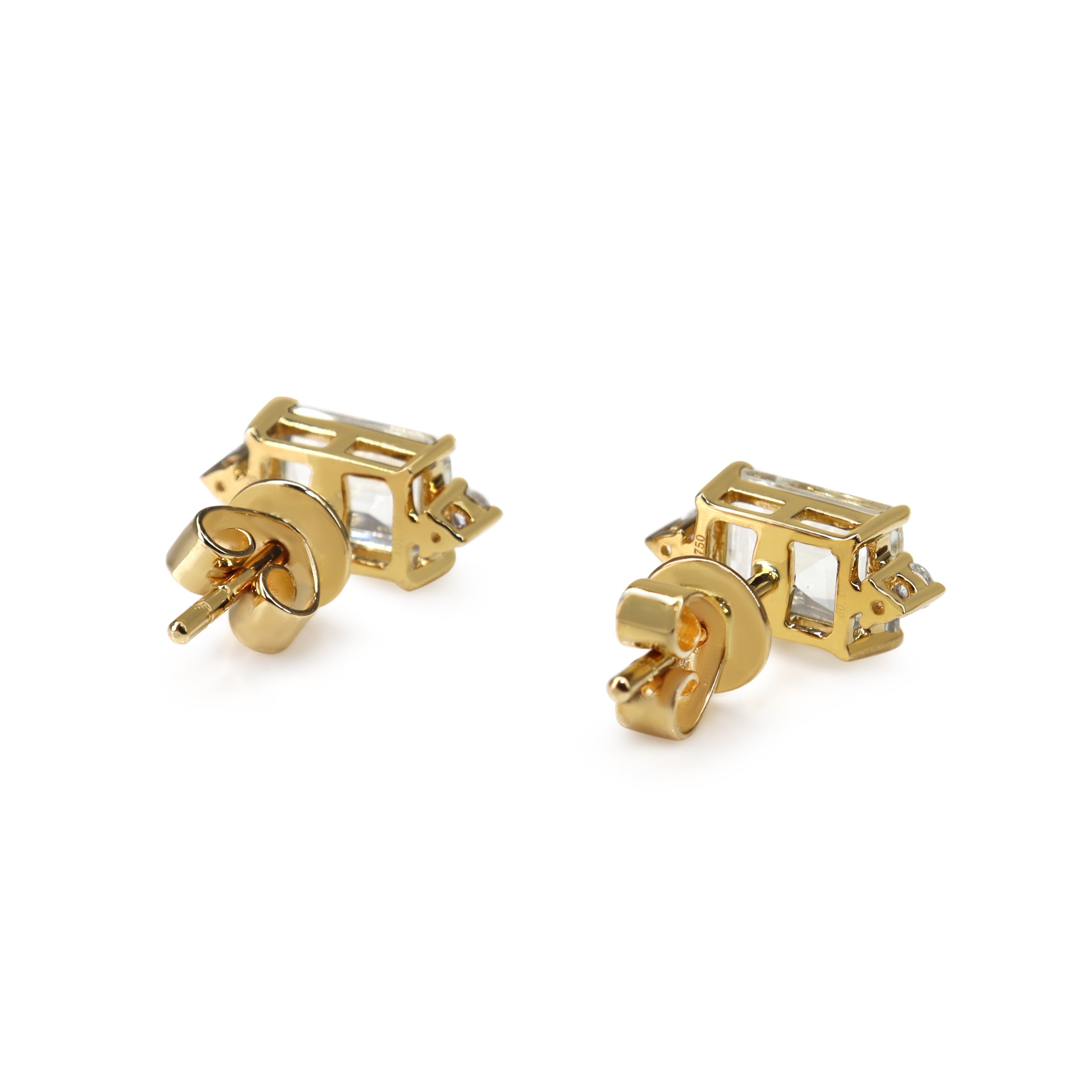 18ct Yellow Gold Aquamarine and Diamond Stud Earrings
