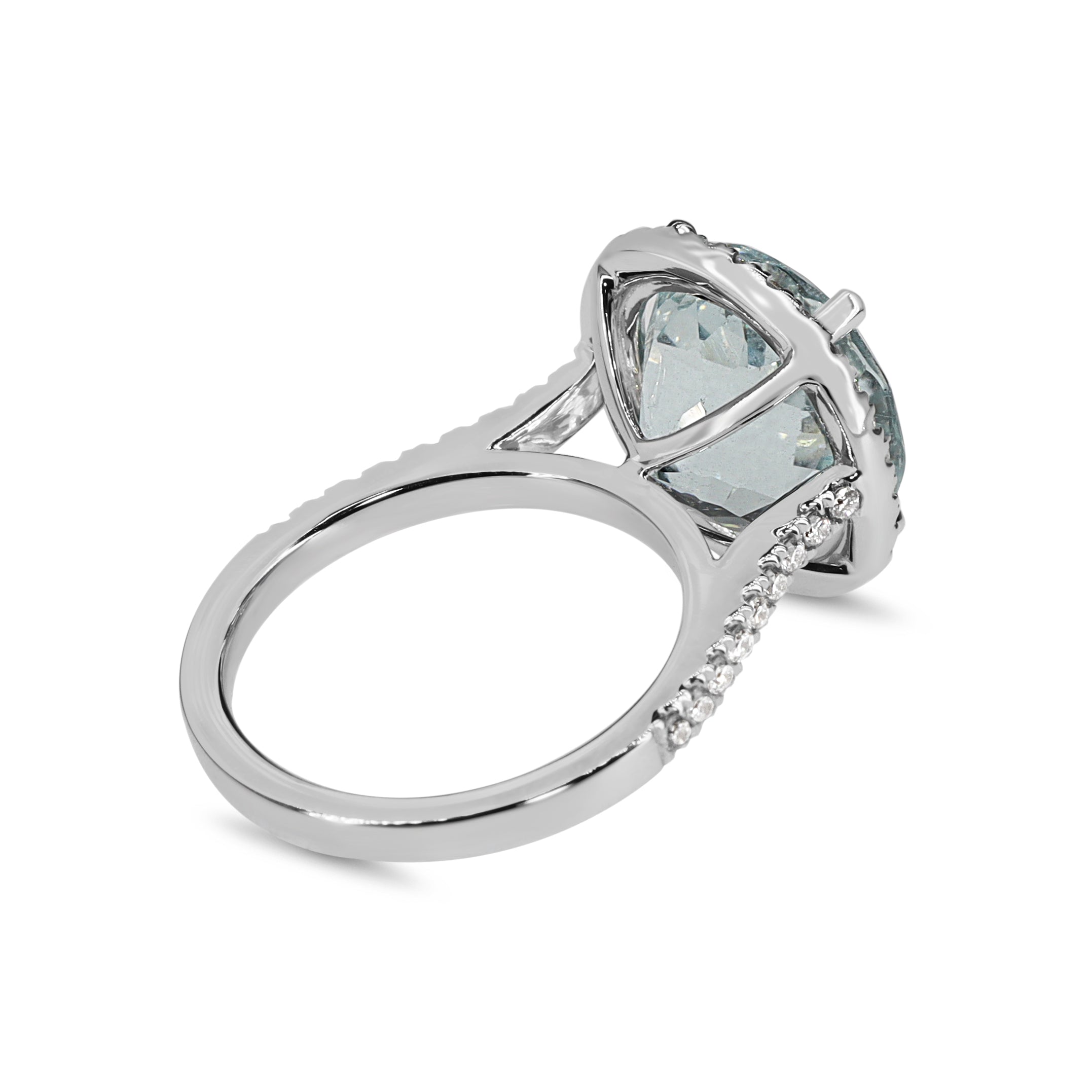 18ct White Gold Aquamarine and DIamond Halo Ring