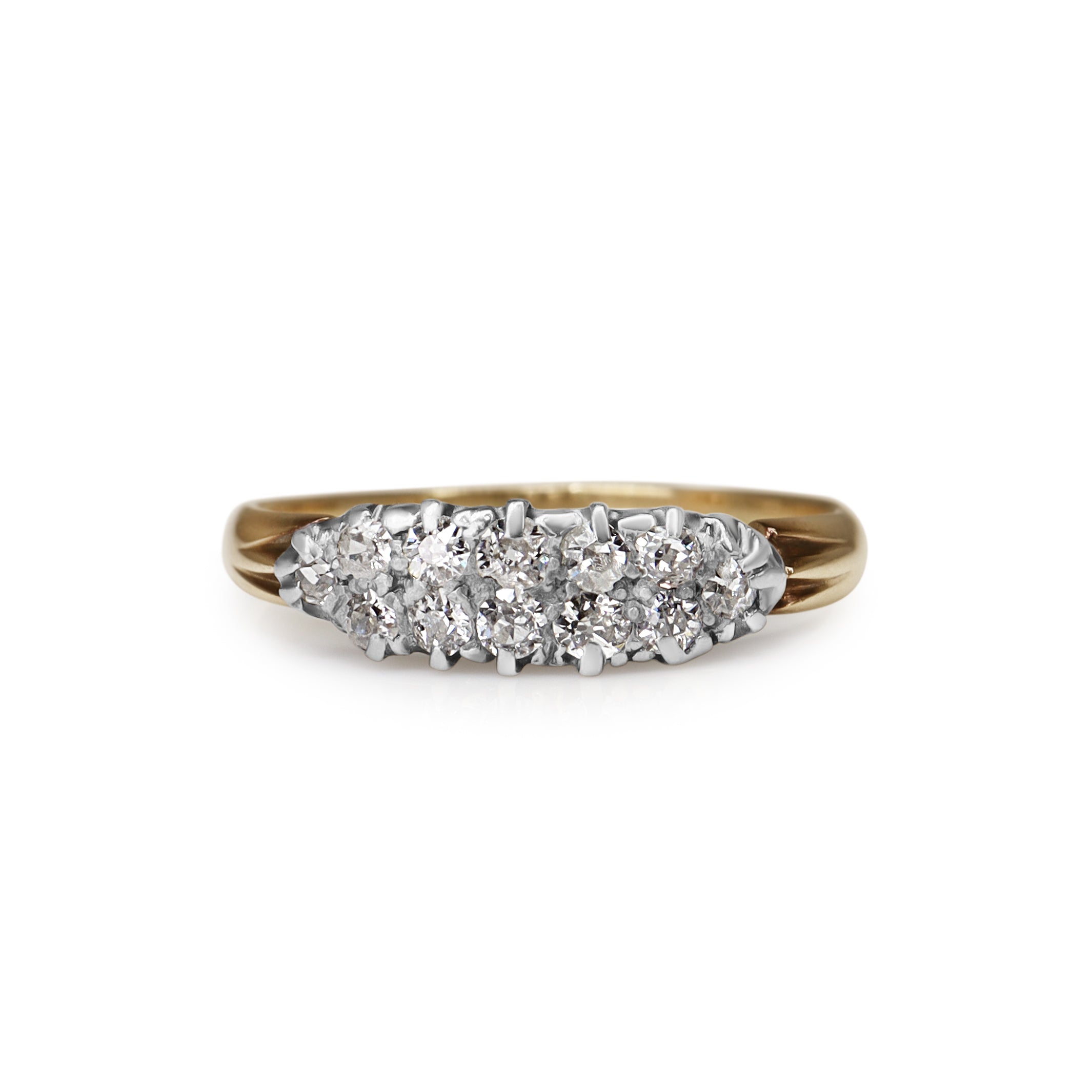 18ct Yellow and White Gold Antique Old Cut Diamond Band With 'Mizpah' Inscription
