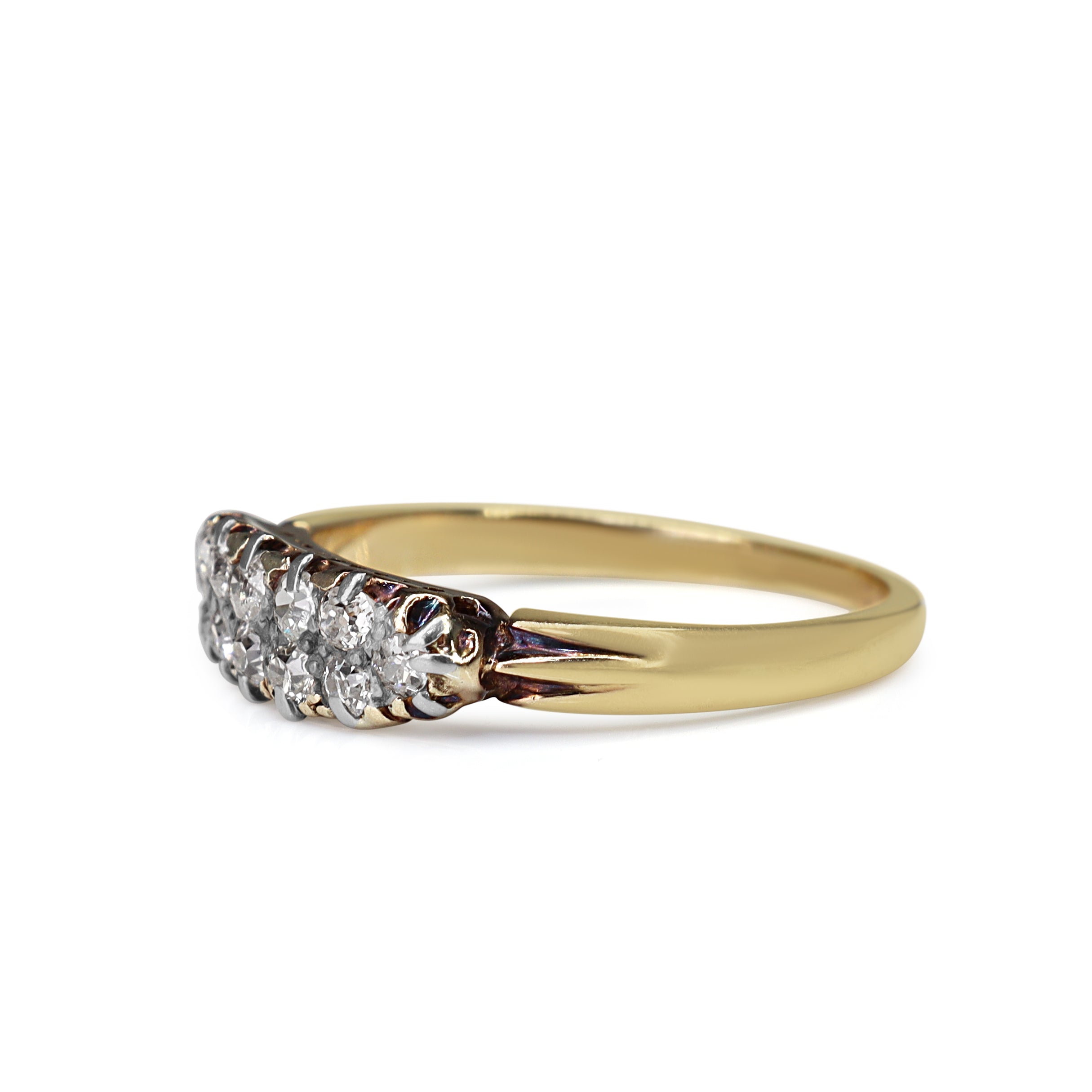 18ct Yellow and White Gold Antique Old Cut Diamond Band With 'Mizpah' Inscription