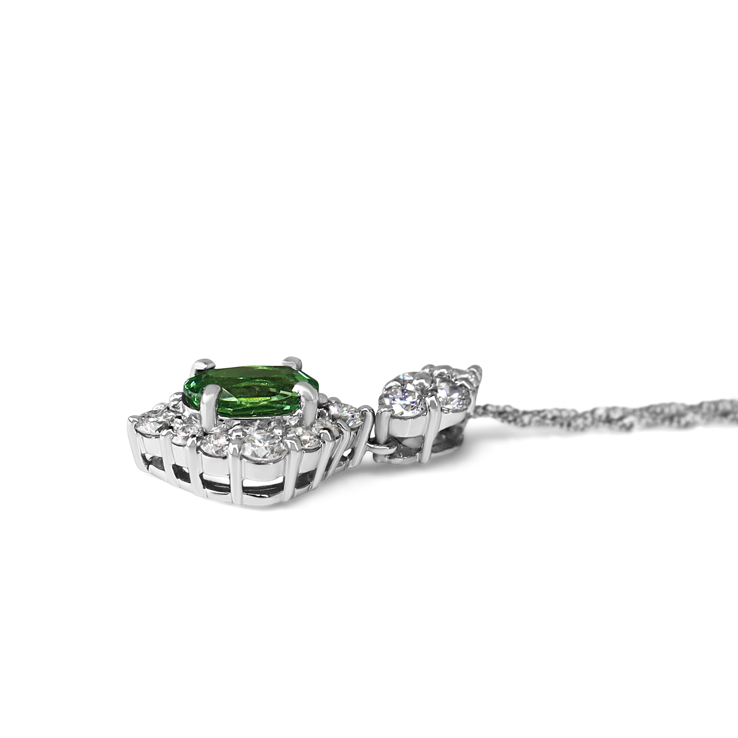 Platinum Green Tsavorite Garnet and Diamond Necklace