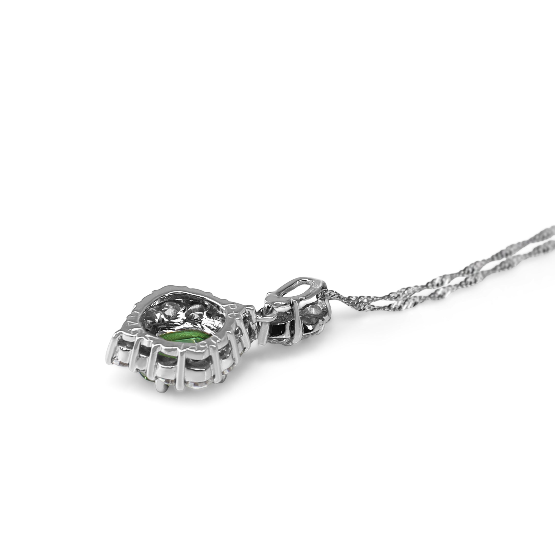 Platinum Green Tsavorite Garnet and Diamond Necklace