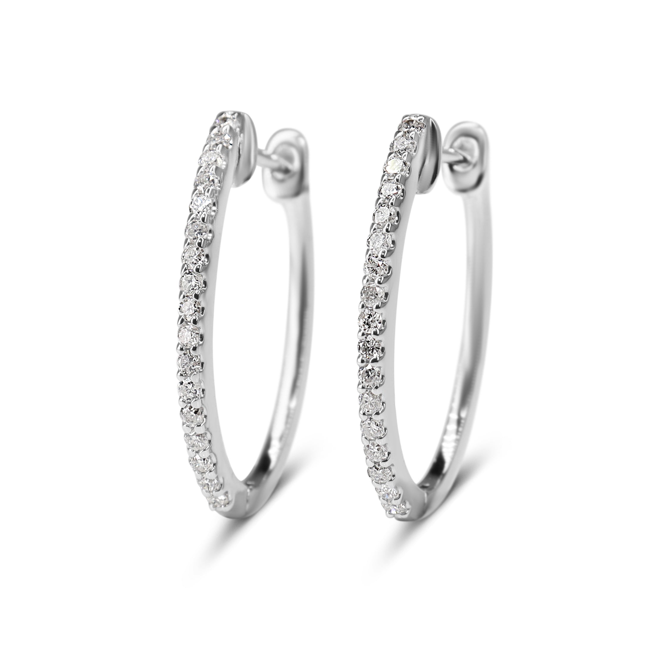 14ct White Gold Diamond Hoop Earrings