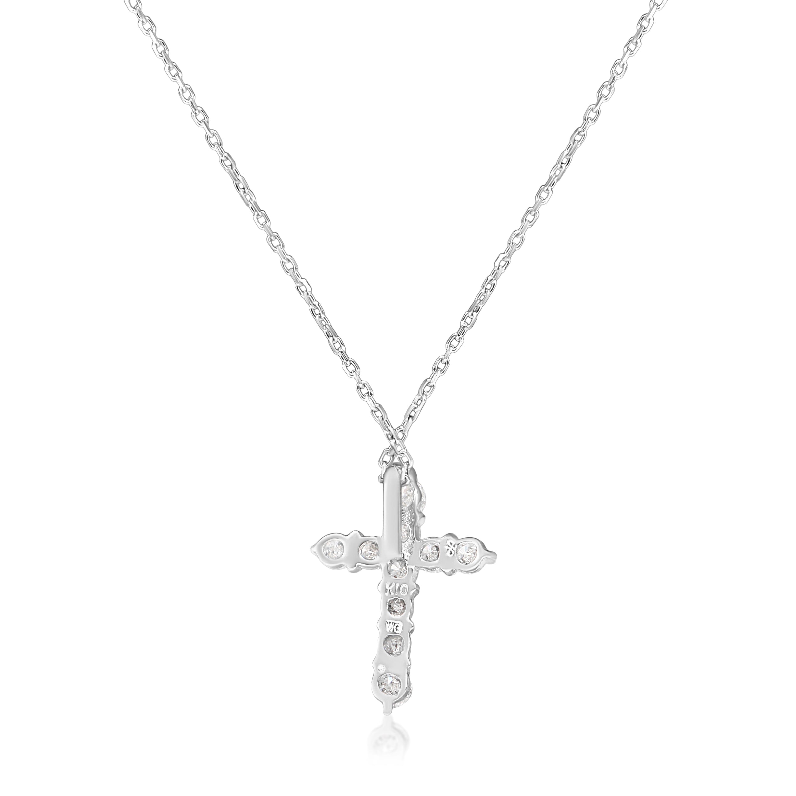 10ct White Gold .20ct Diamond Cross Necklace