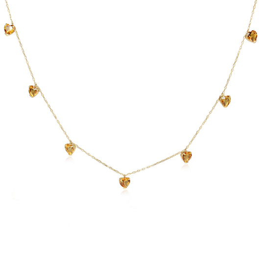 18ct Yellow Gold Citrine Heart Chain Necklace