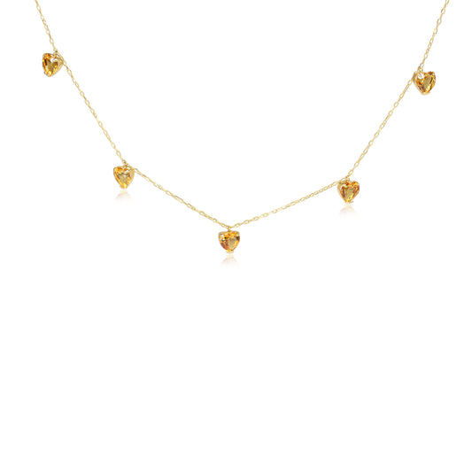 18ct Yellow Gold Citrine Heart Chain Necklace