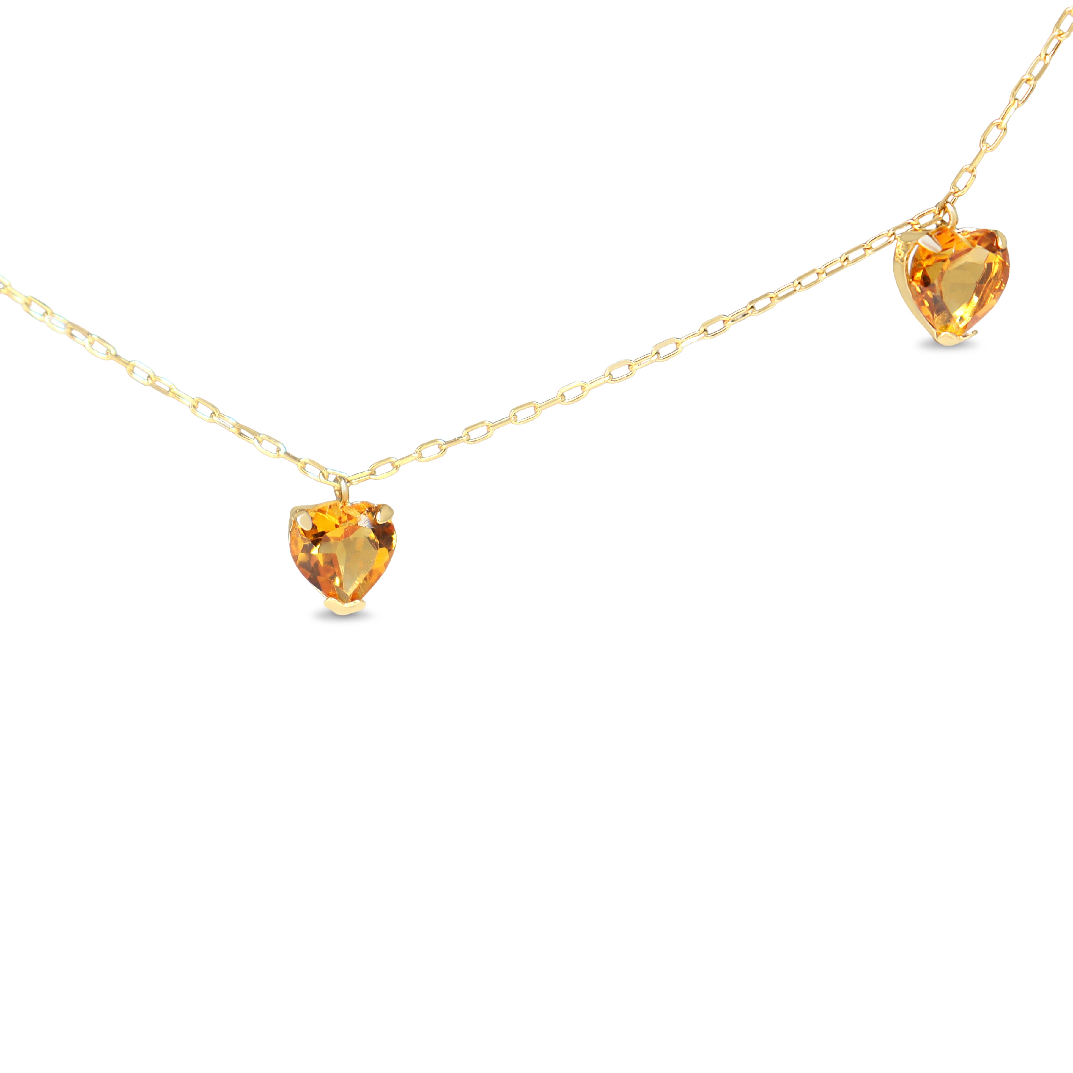 18ct Yellow Gold Citrine Heart Chain Necklace