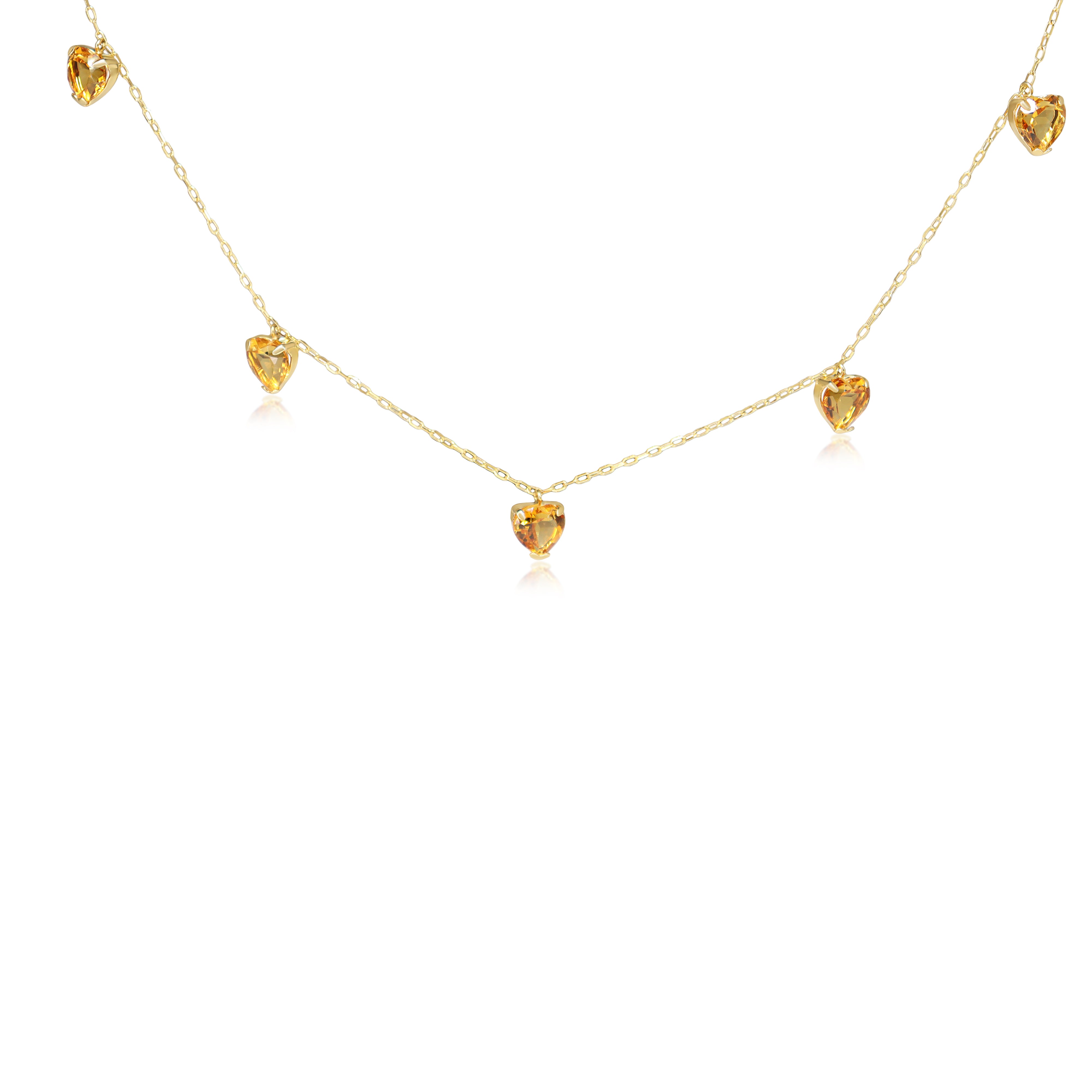 18ct Yellow Gold Citrine Heart Chain Necklace