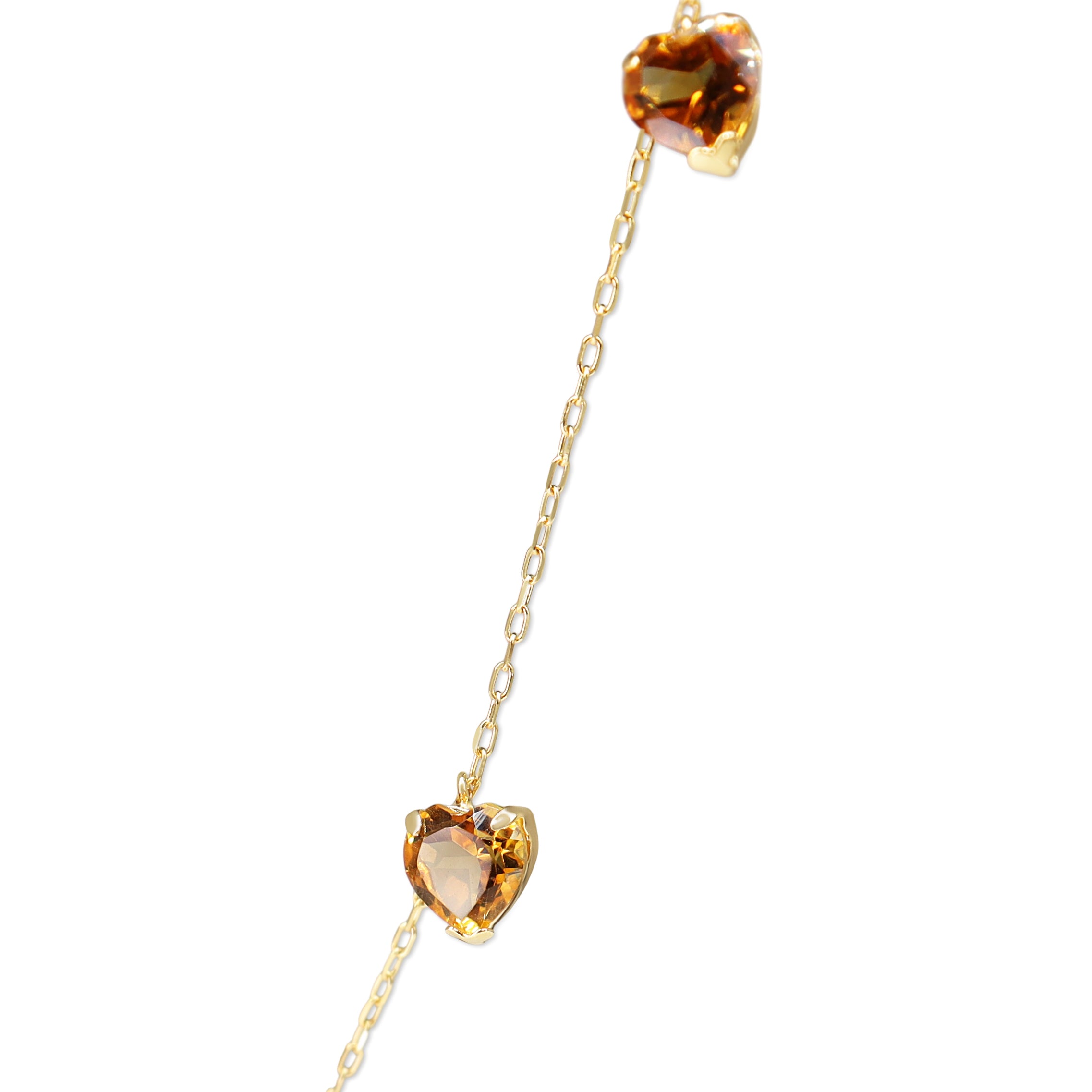 18ct Yellow Gold Citrine Heart Chain Necklace