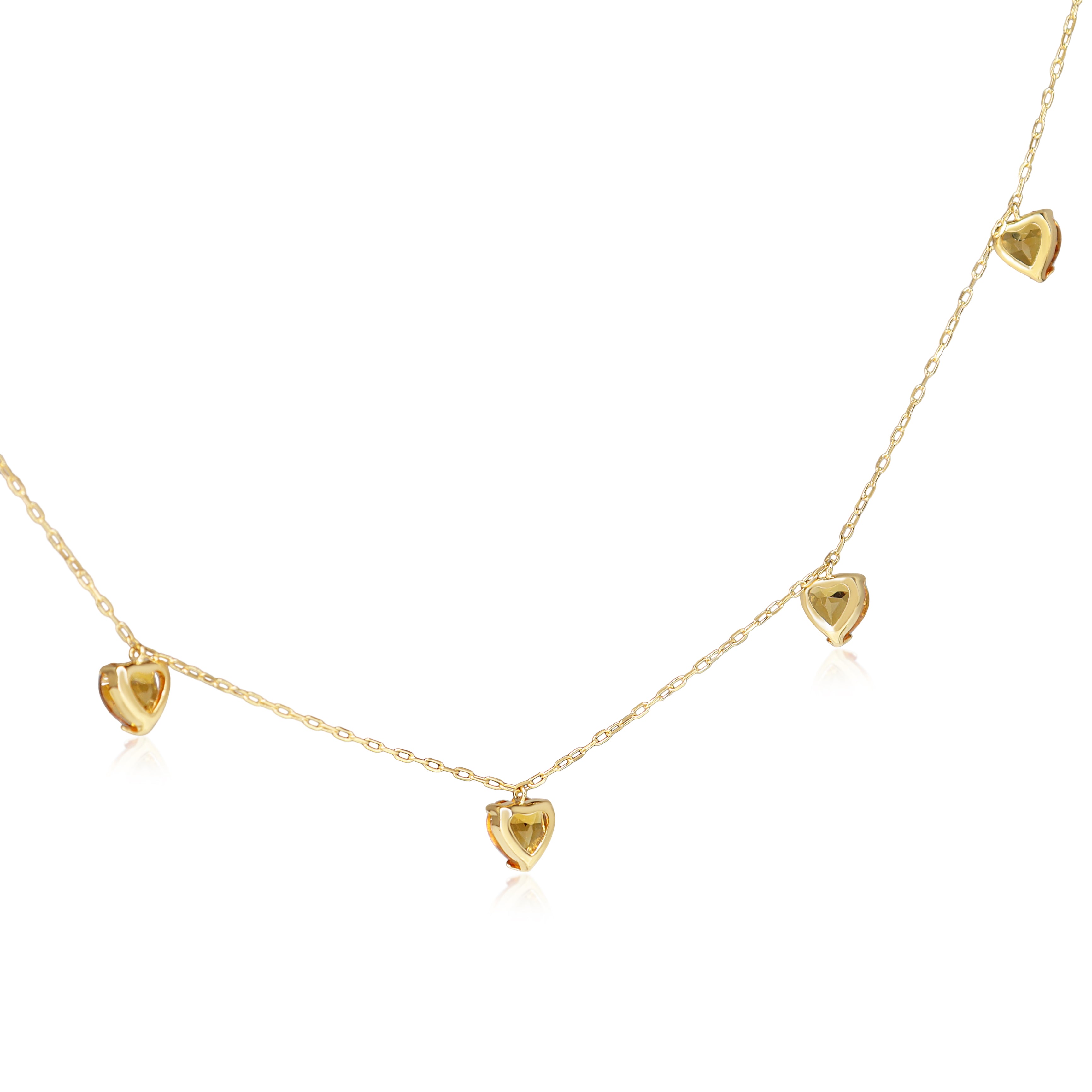 18ct Yellow Gold Citrine Heart Chain Necklace