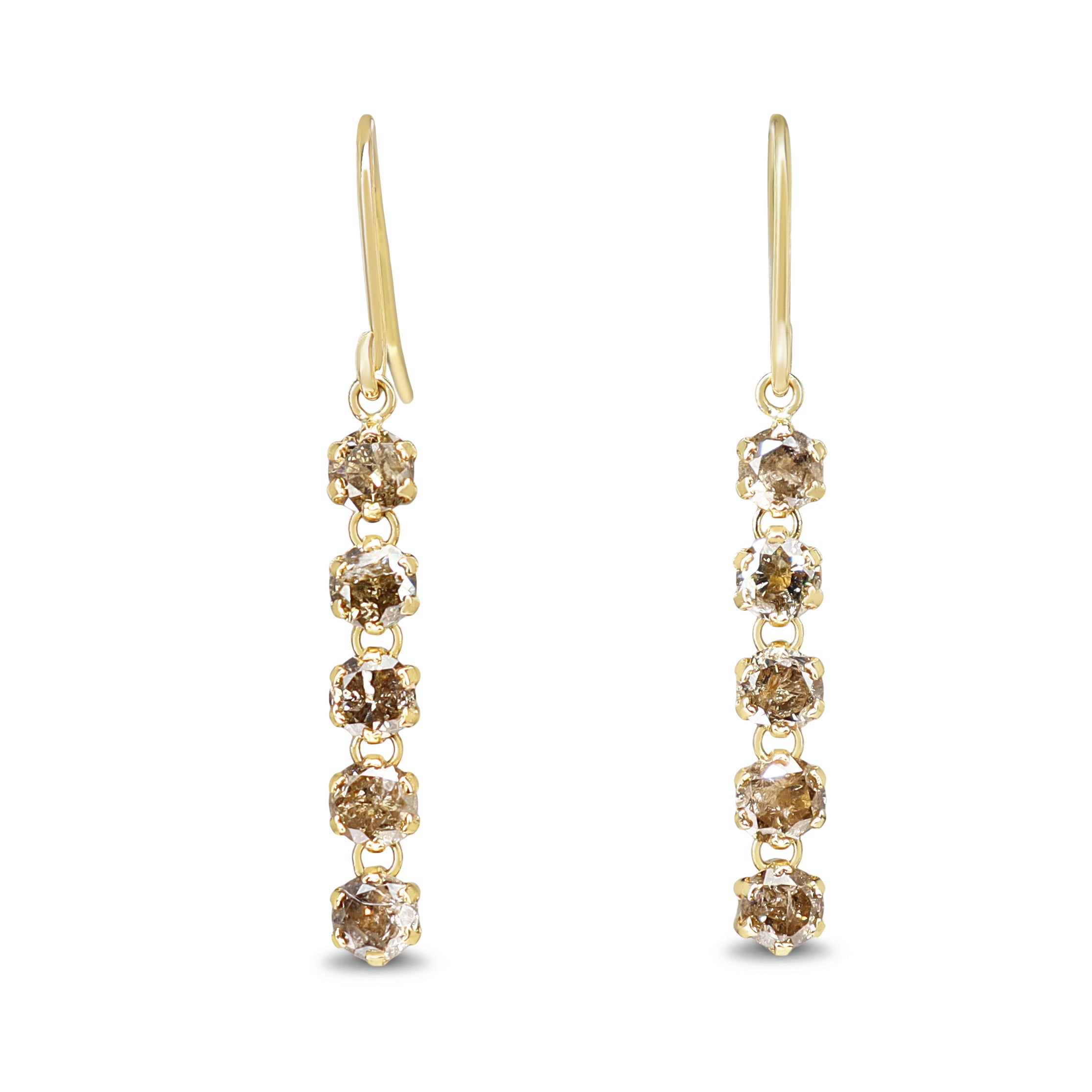 18ct Yellow Gold Champagne Diamond Drop Earrings