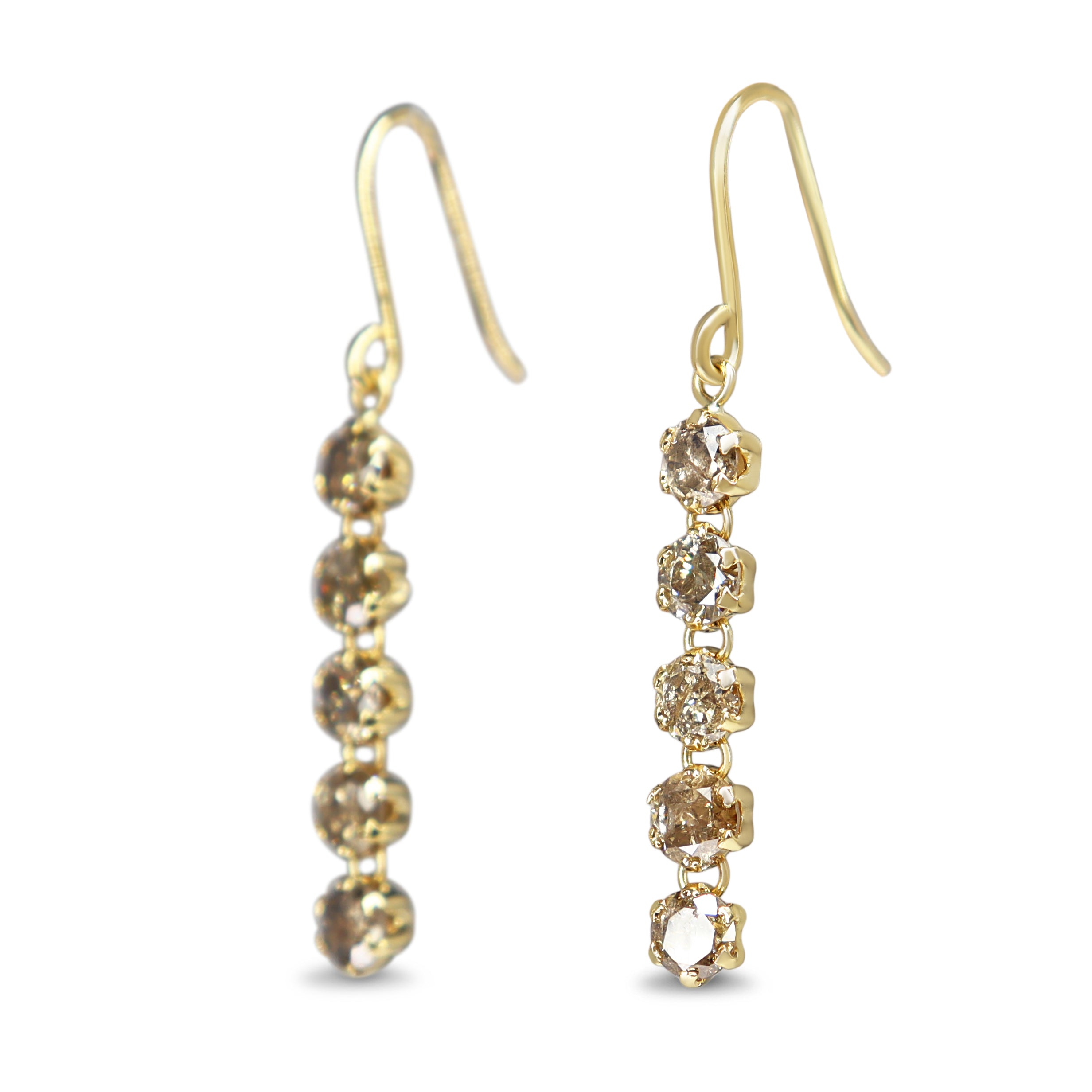 18ct Yellow Gold Champagne Diamond Drop Earrings