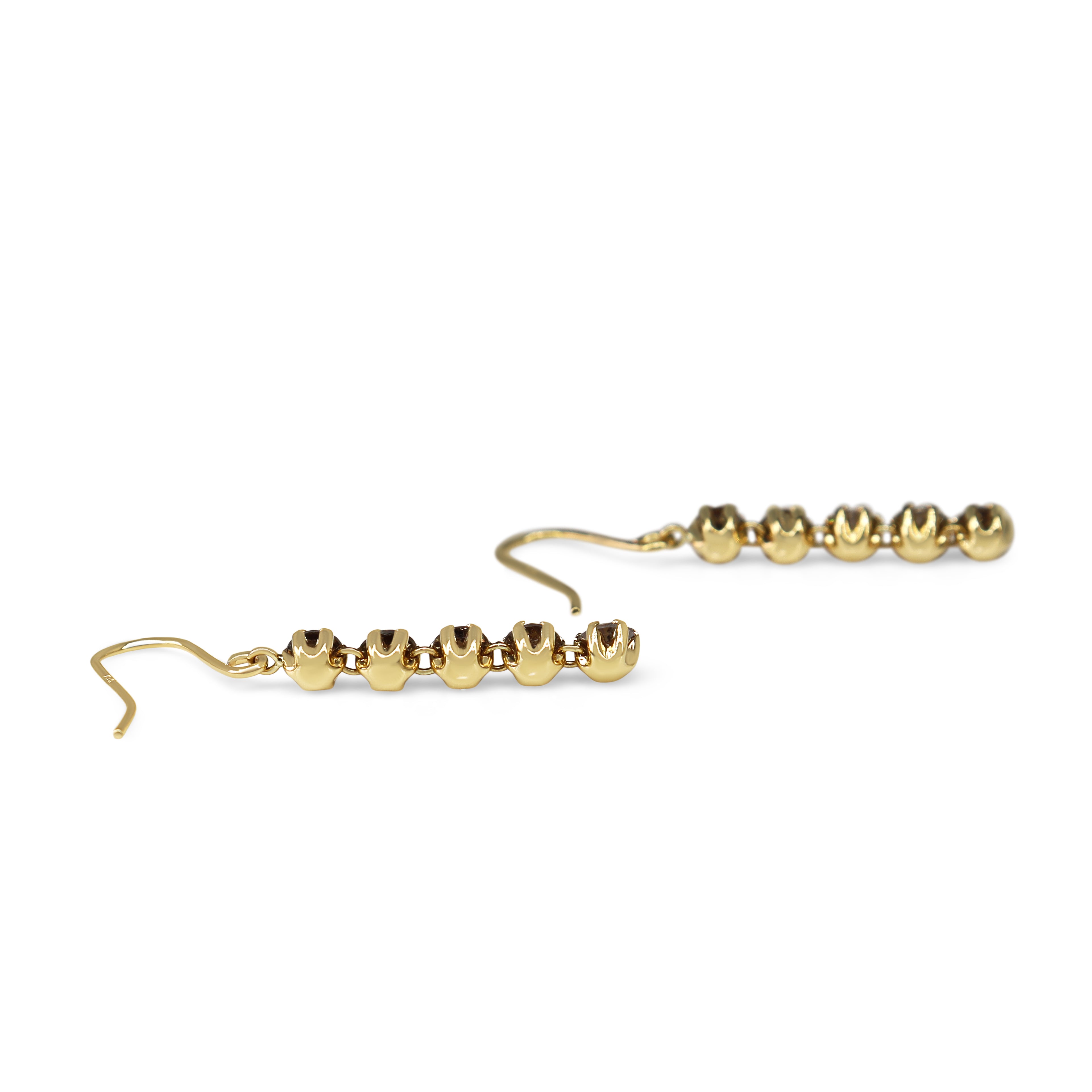 18ct Yellow Gold Champagne Diamond Drop Earrings