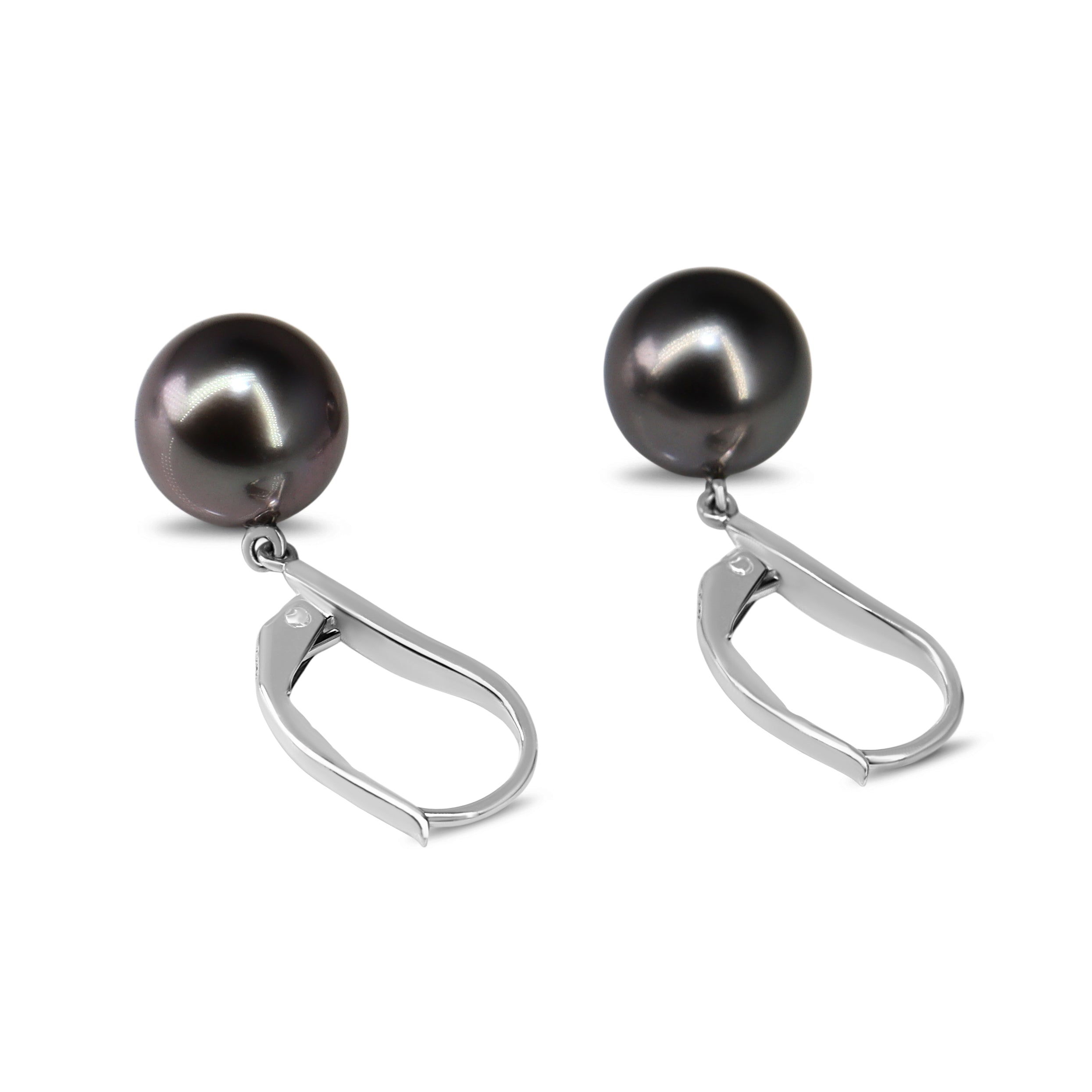 Platinum 9mm Tahitian Pearl Drop Earrings