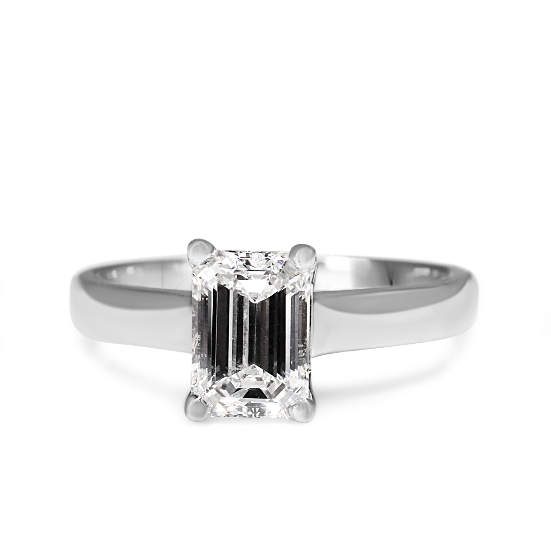18ct White Gold 1.50ct Emerald Cut Diamond Solitaire Ring