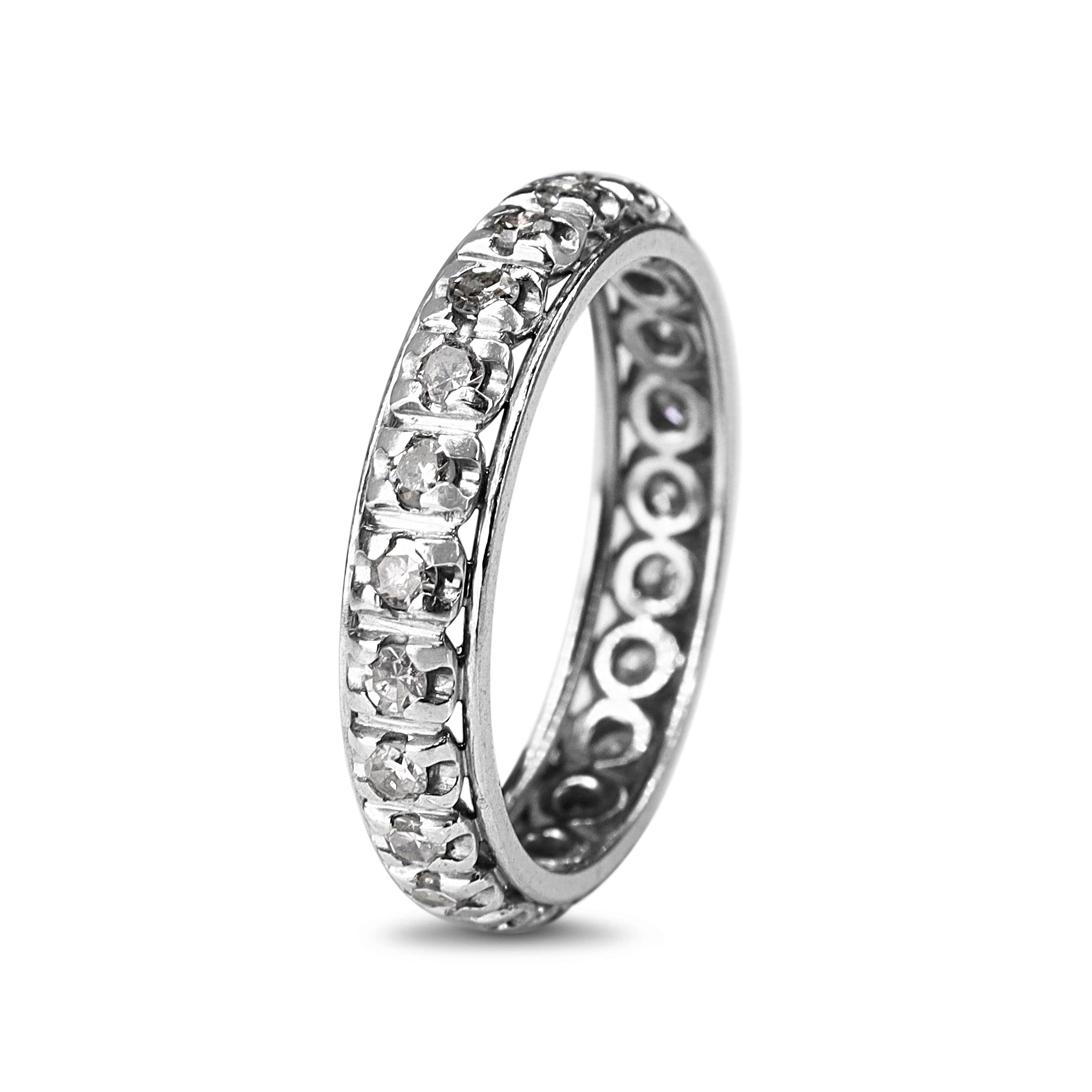 Platinum Single Cut Diamond All Round Diamond Band Ring