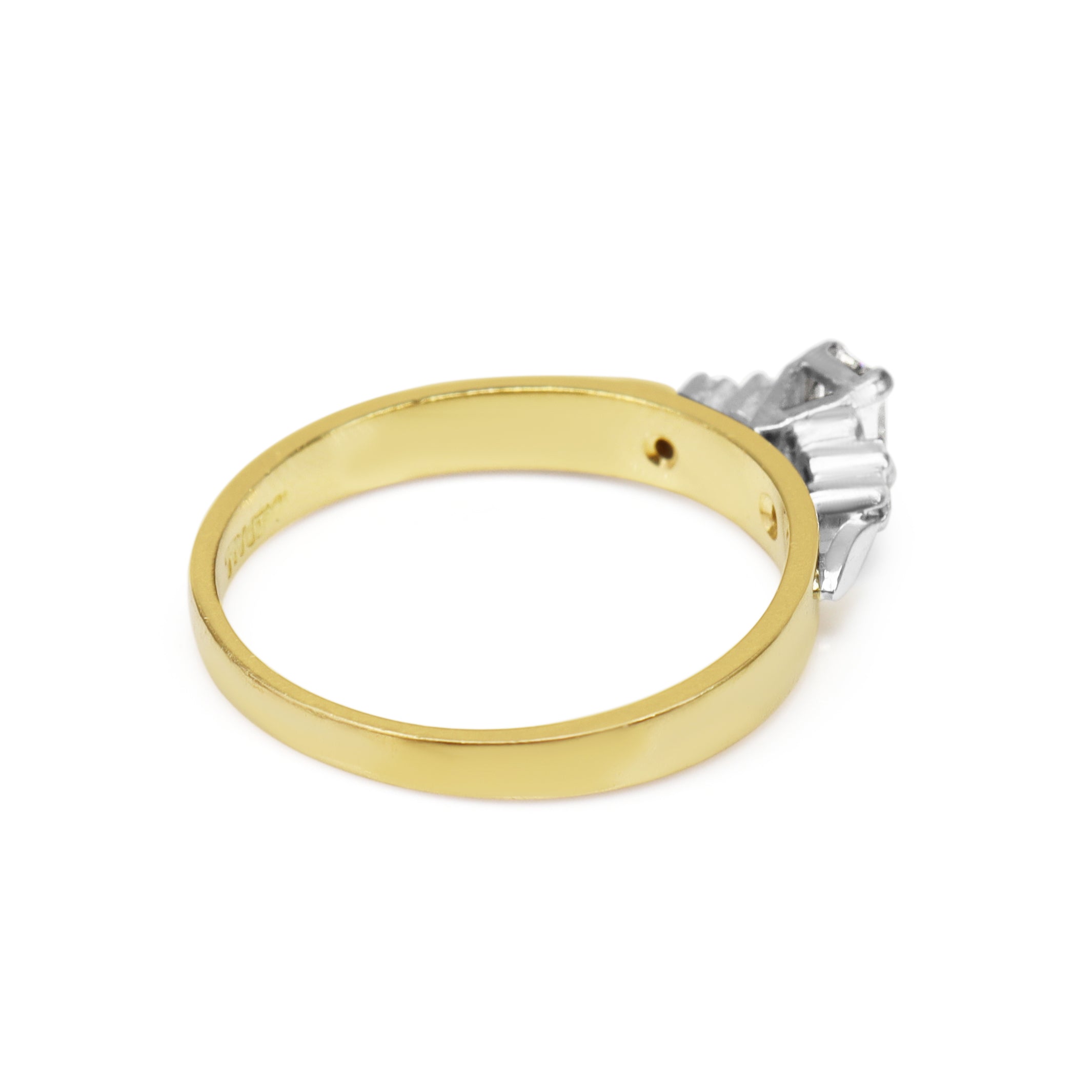 18ct Yellow and White Gold Emerald Cut Diamond Ring