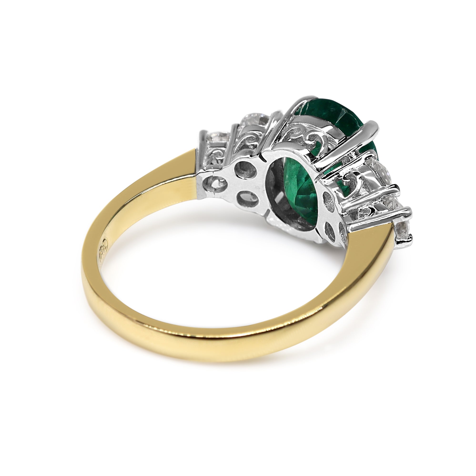 18ct Yellow and White Gold Emerald and Diamond Ring