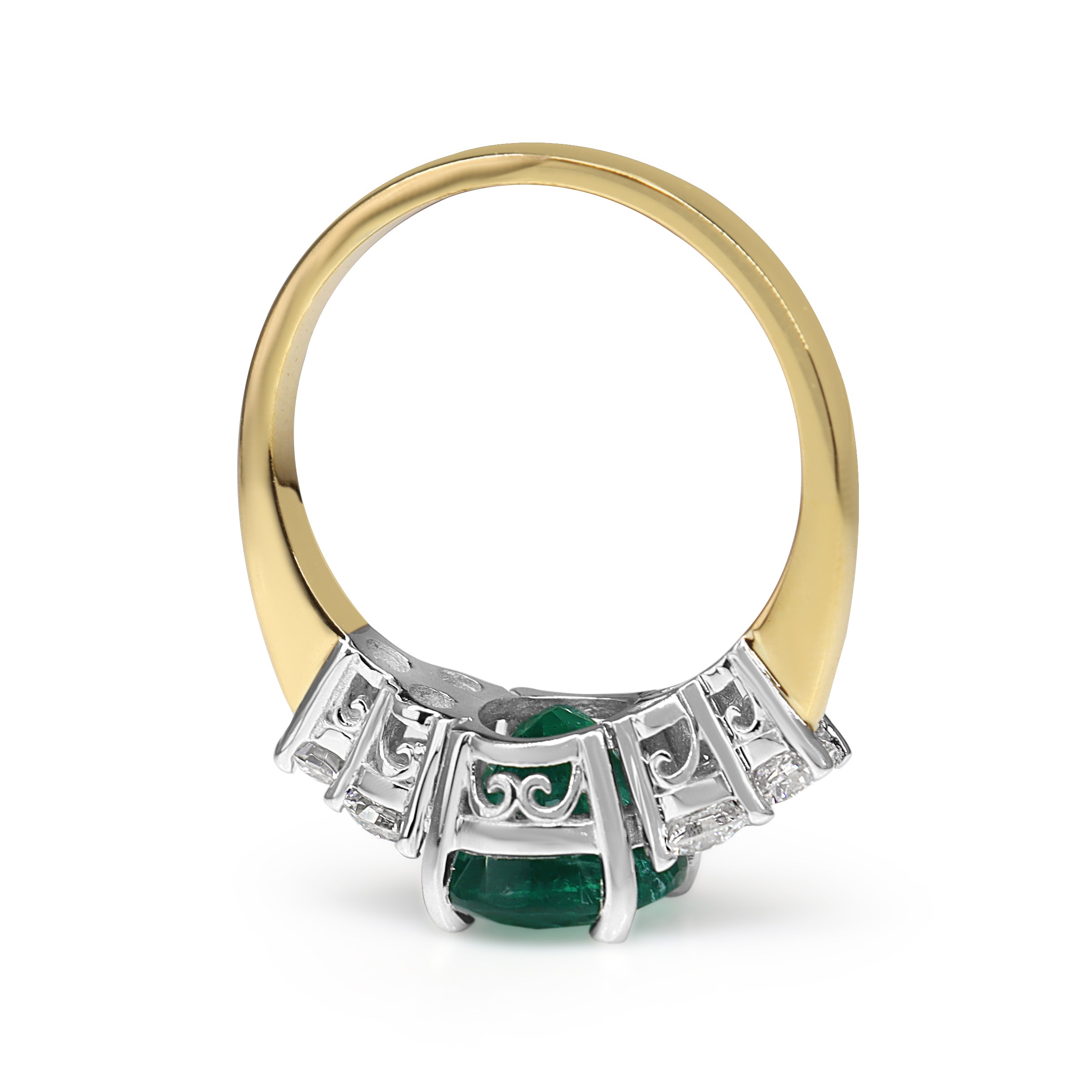 18ct Yellow and White Gold Emerald and Diamond Ring