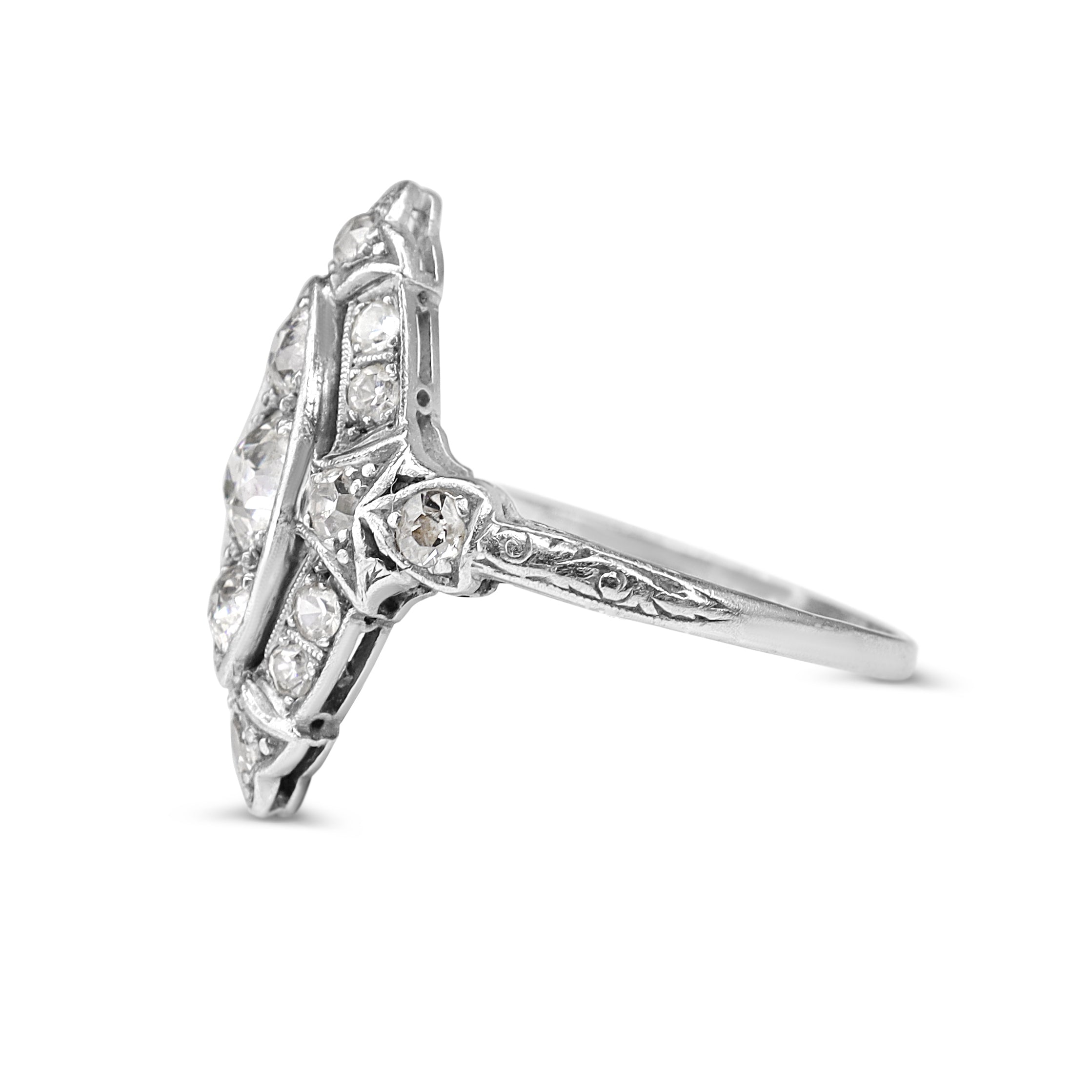 Platinum Art Deco Old Cut Diamond Ring