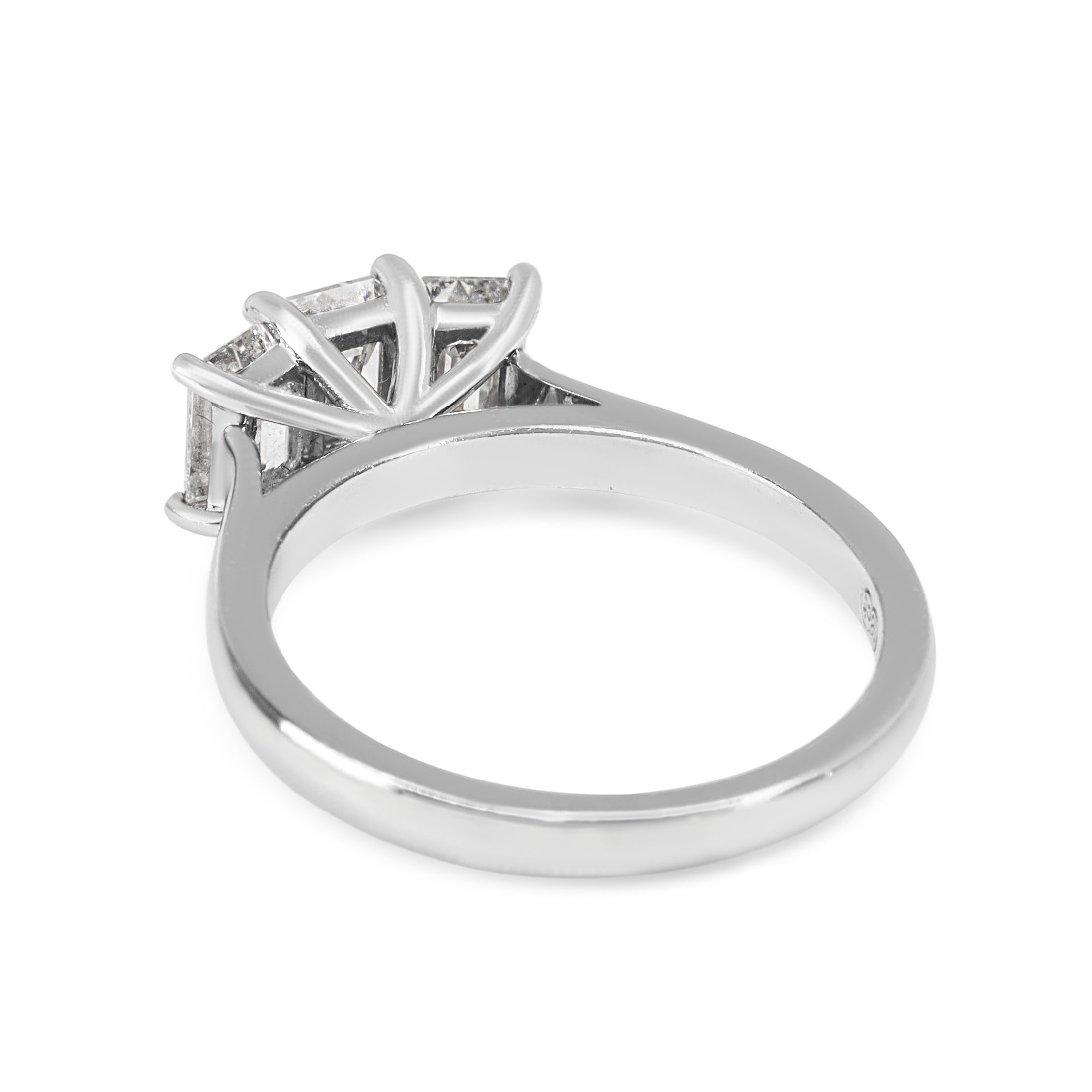 18ct White Gold 1.66ct Emerald Cut Diamond 3 Stone Ring