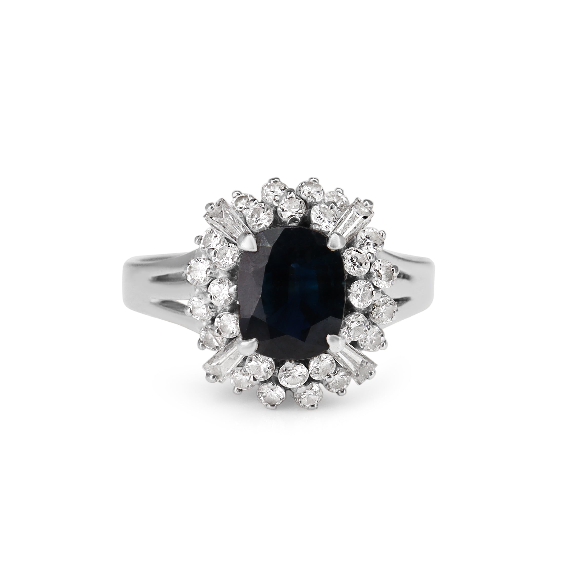 14ct White Gold Sapphire and Diamond Cluster Ring