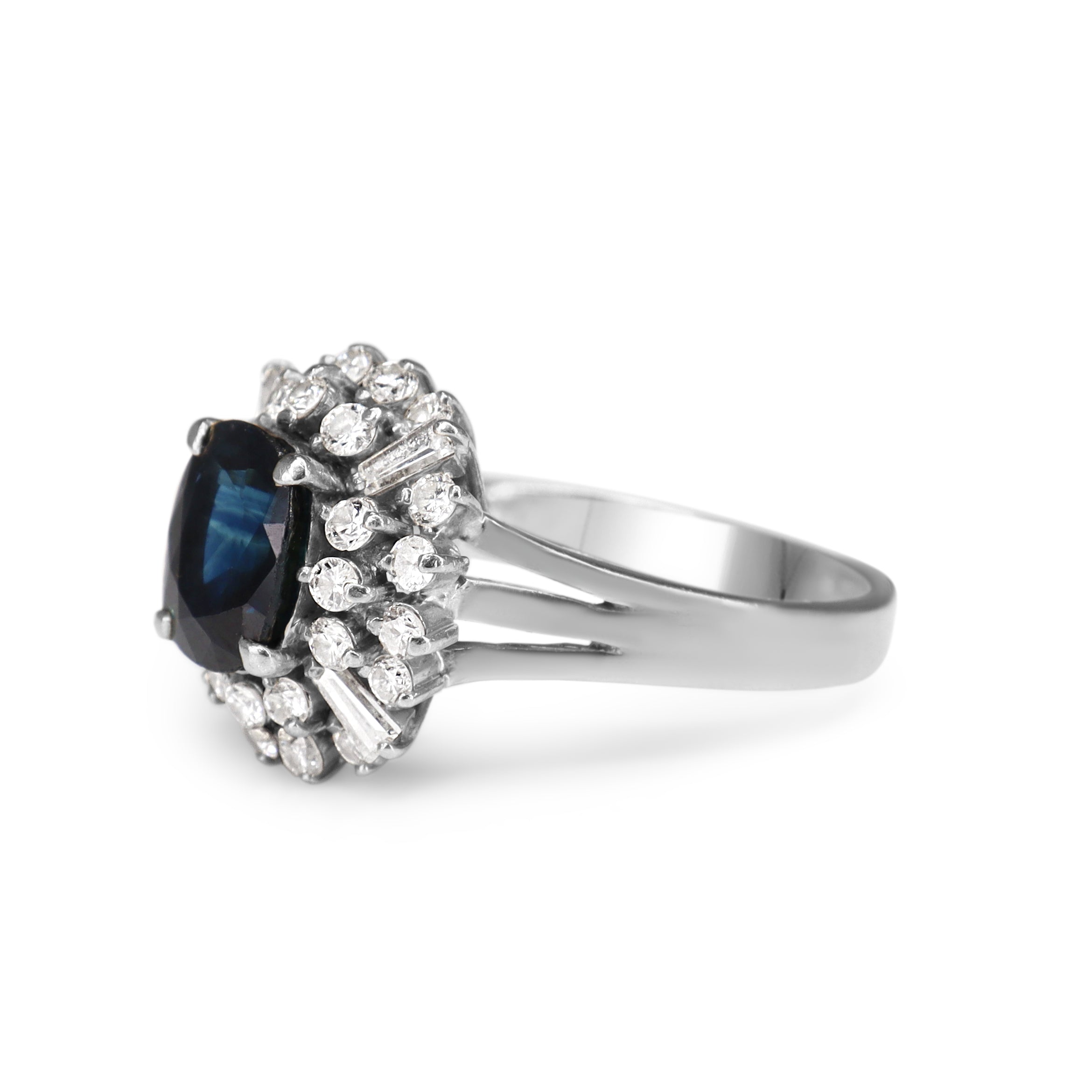14ct White Gold Sapphire and Diamond Cluster Ring