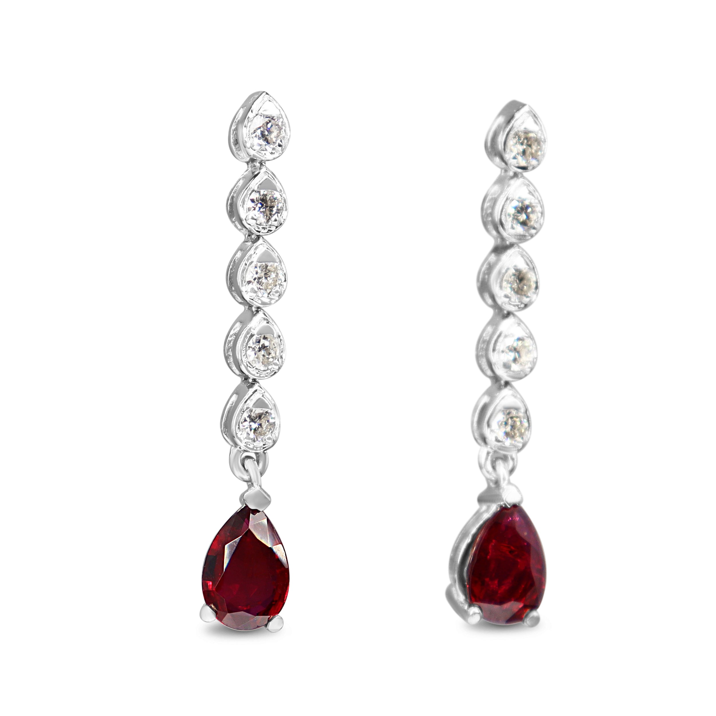 18ct White Gold Ruby and Diamond Drop Earrings