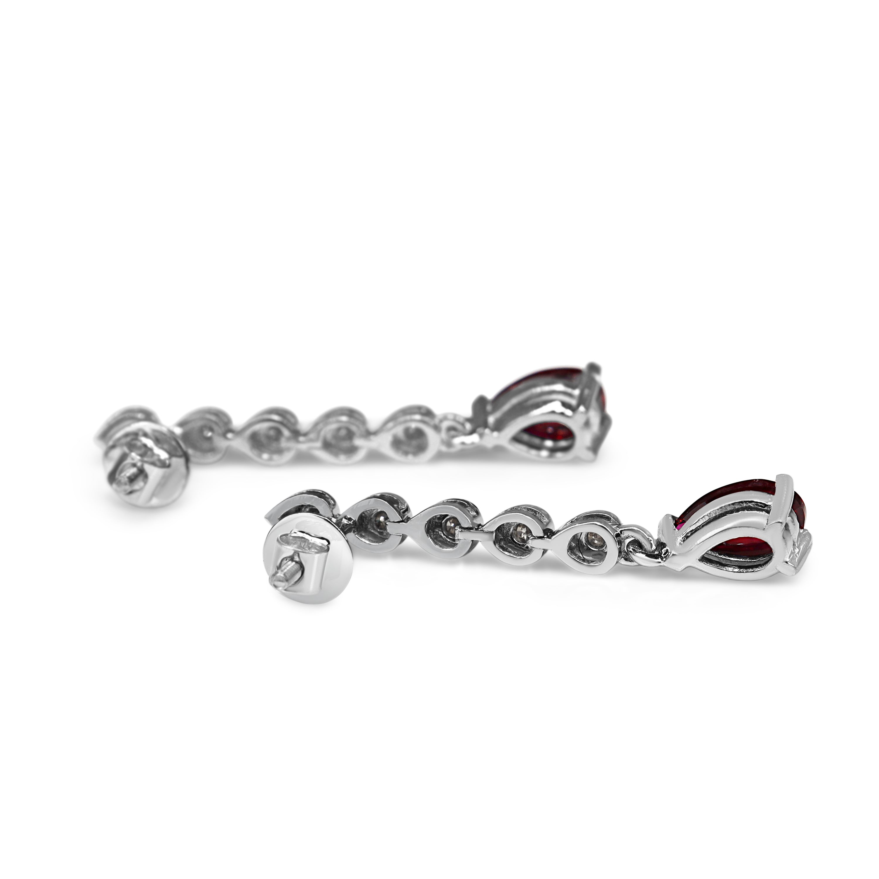 18ct White Gold Ruby and Diamond Drop Earrings
