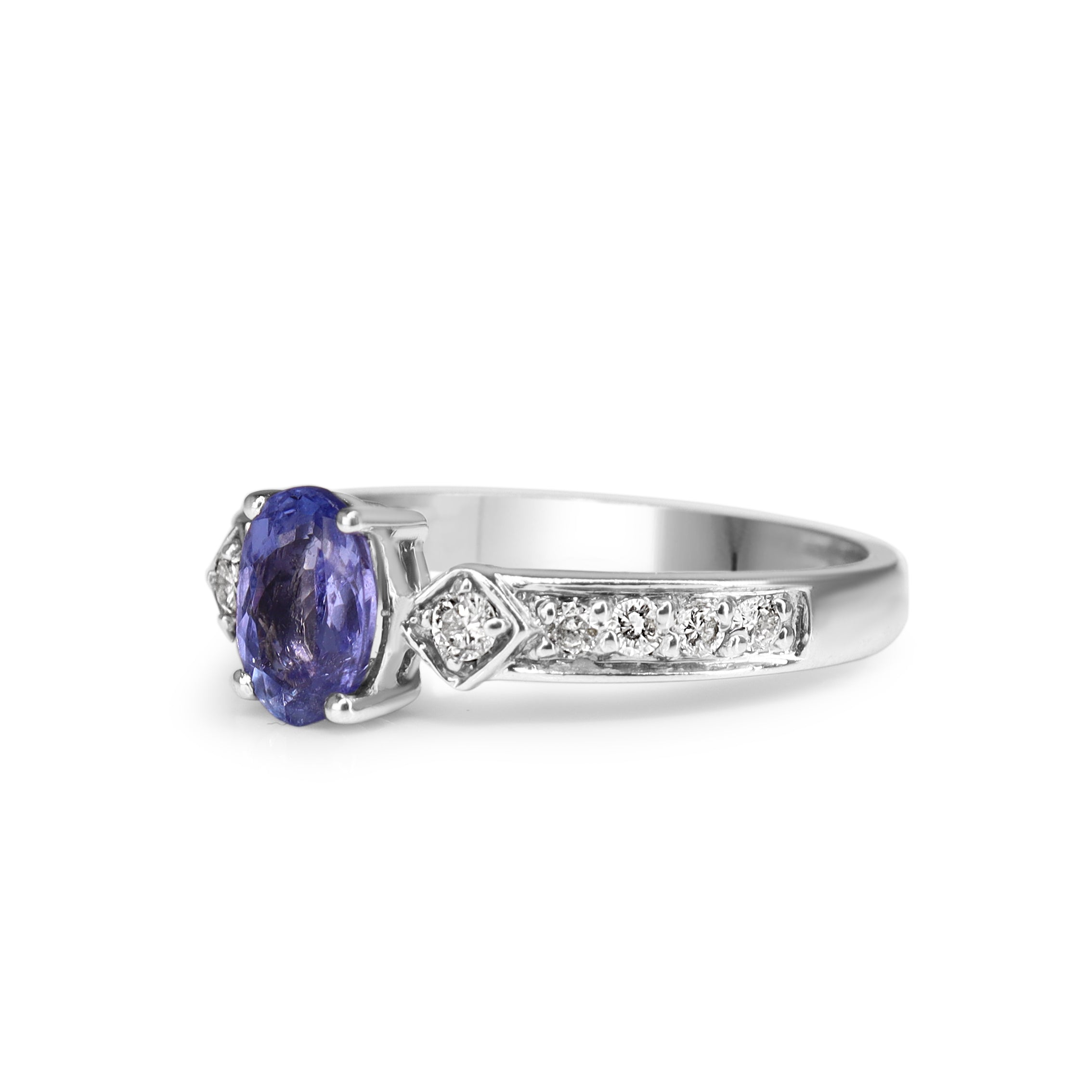 14ct White Gold Tanzanite and Diamond Ring