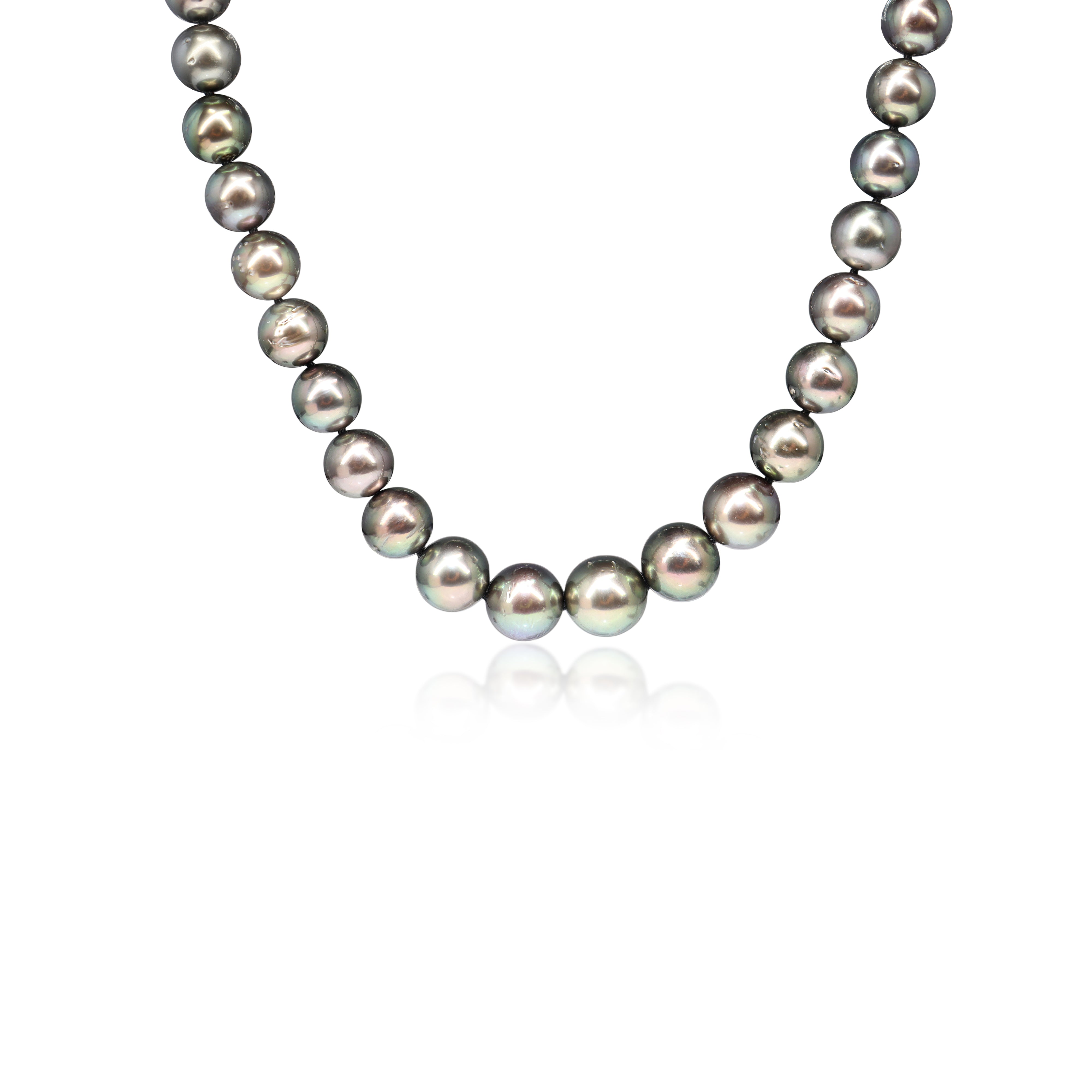 8 - 12mm Tahitian Pearl Strand Necklace on Silver Clasp