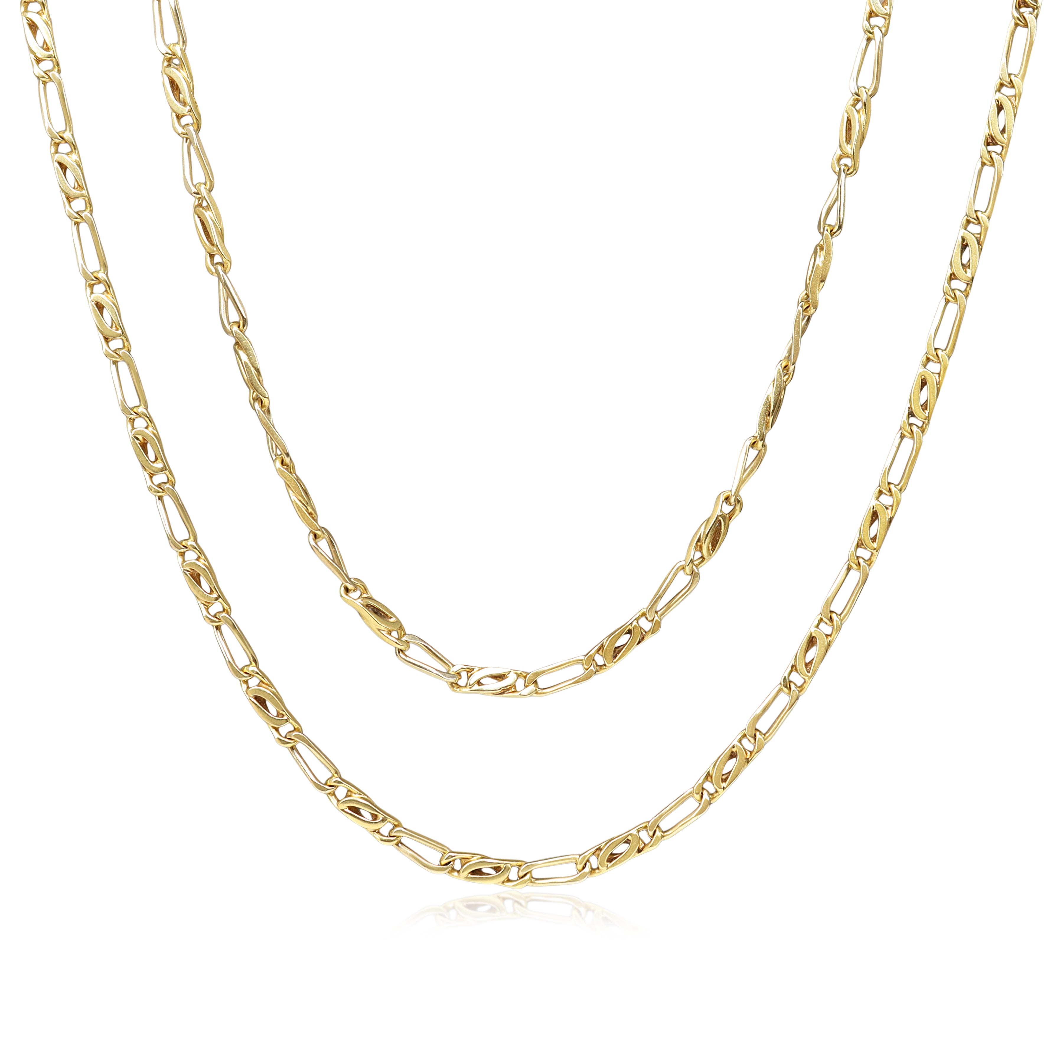 18ct Yellow Gold Fancy Flat Link Chain Necklace