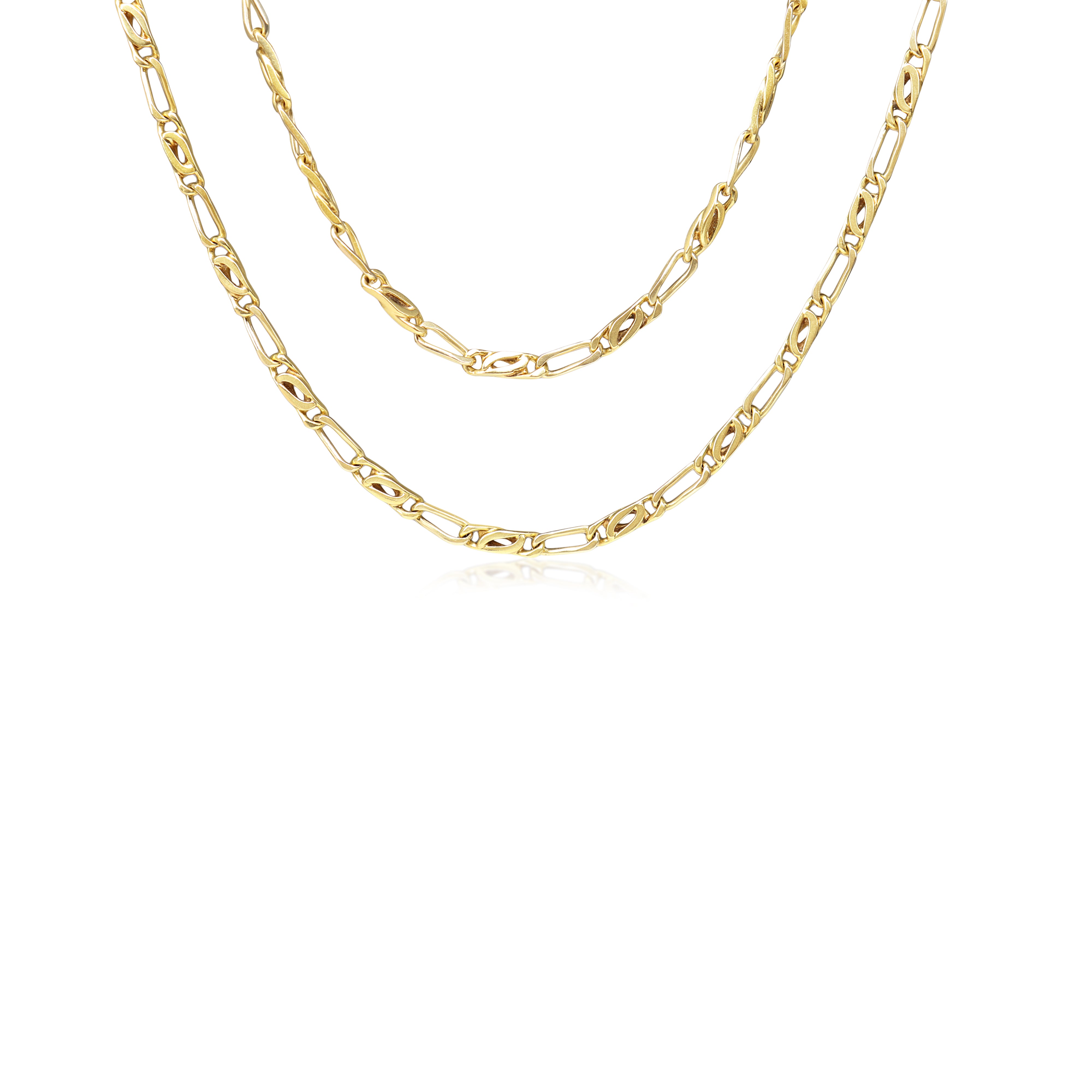 18ct Yellow Gold Fancy Flat Link Chain Necklace
