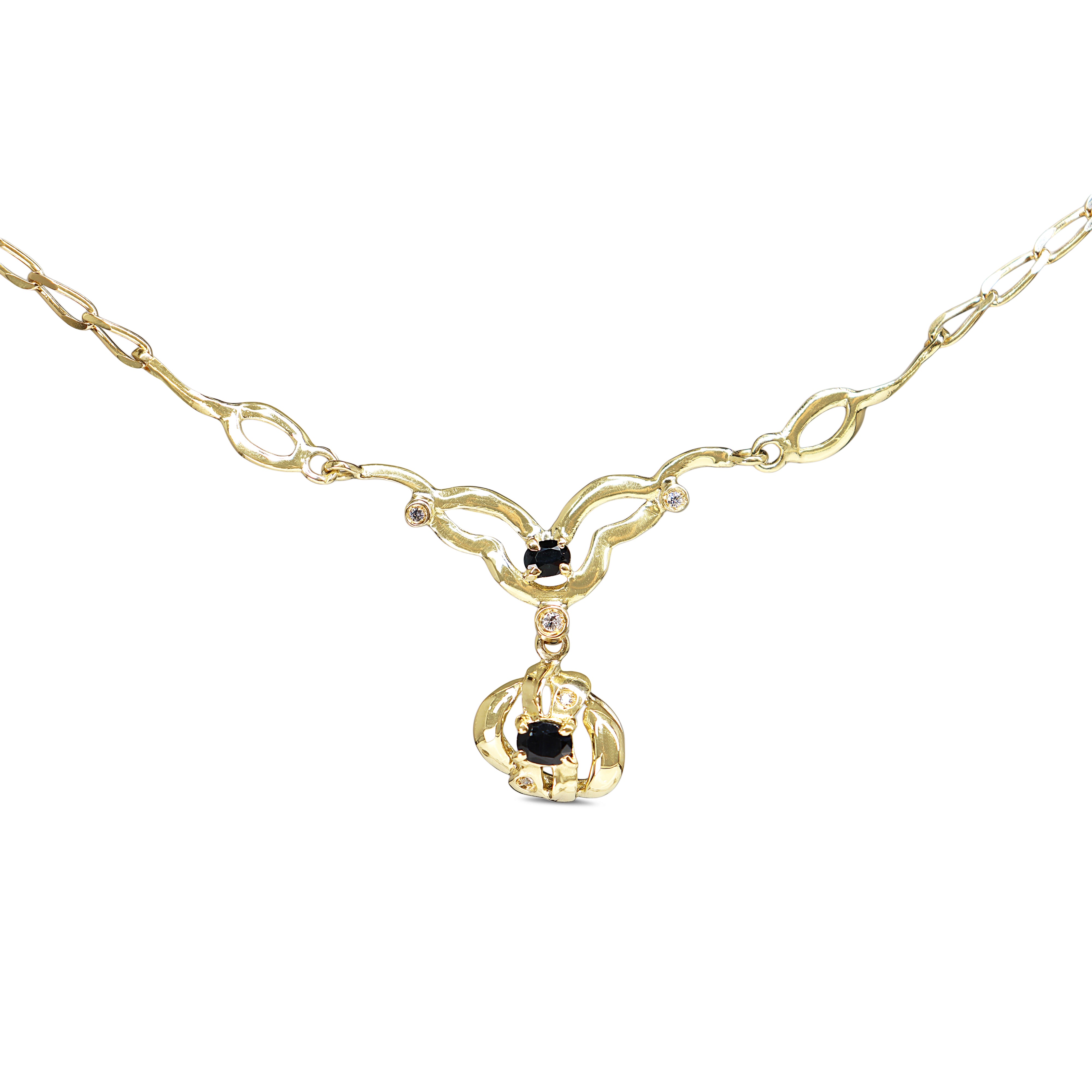 18ct Yellow Gold Sapphire and Diamond Necklace