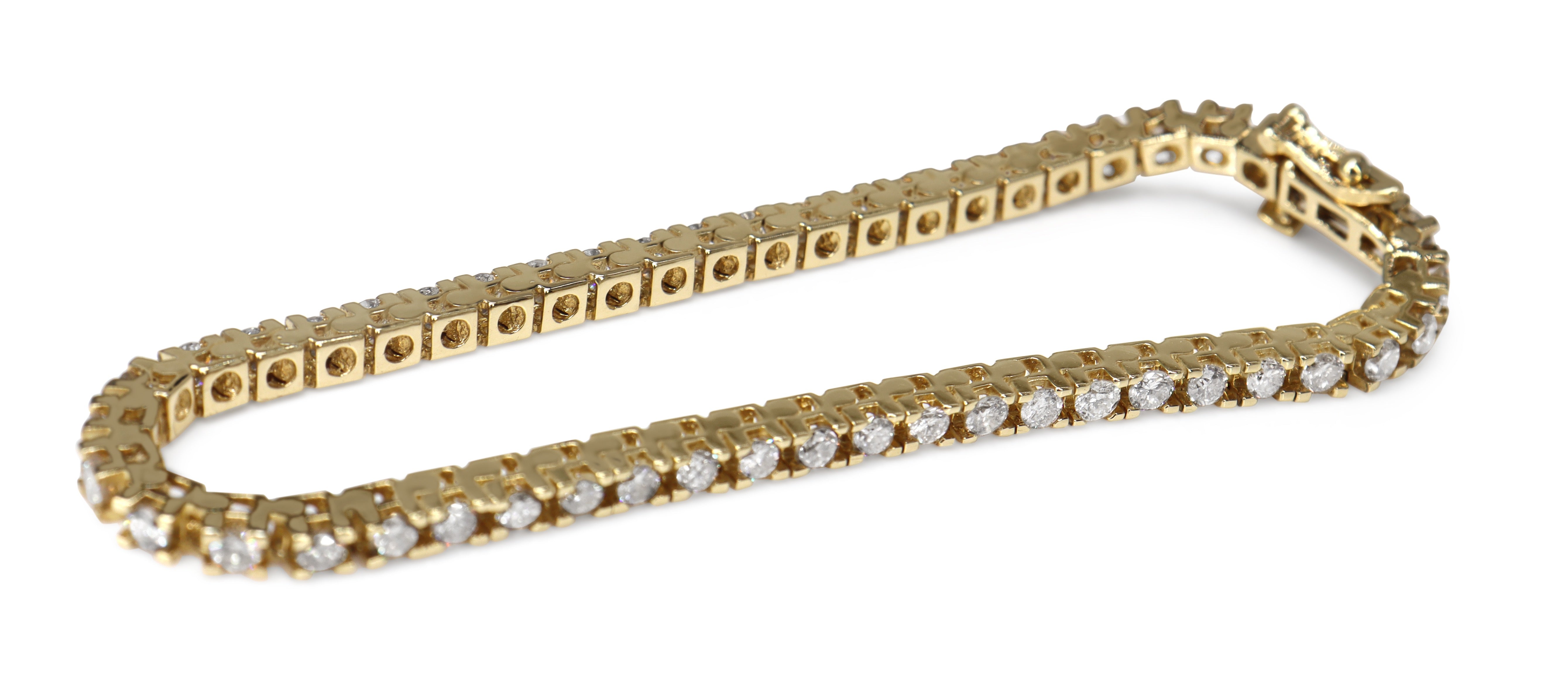 14ct Yellow Gold 3.50ct Diamond Tennis Bracelet