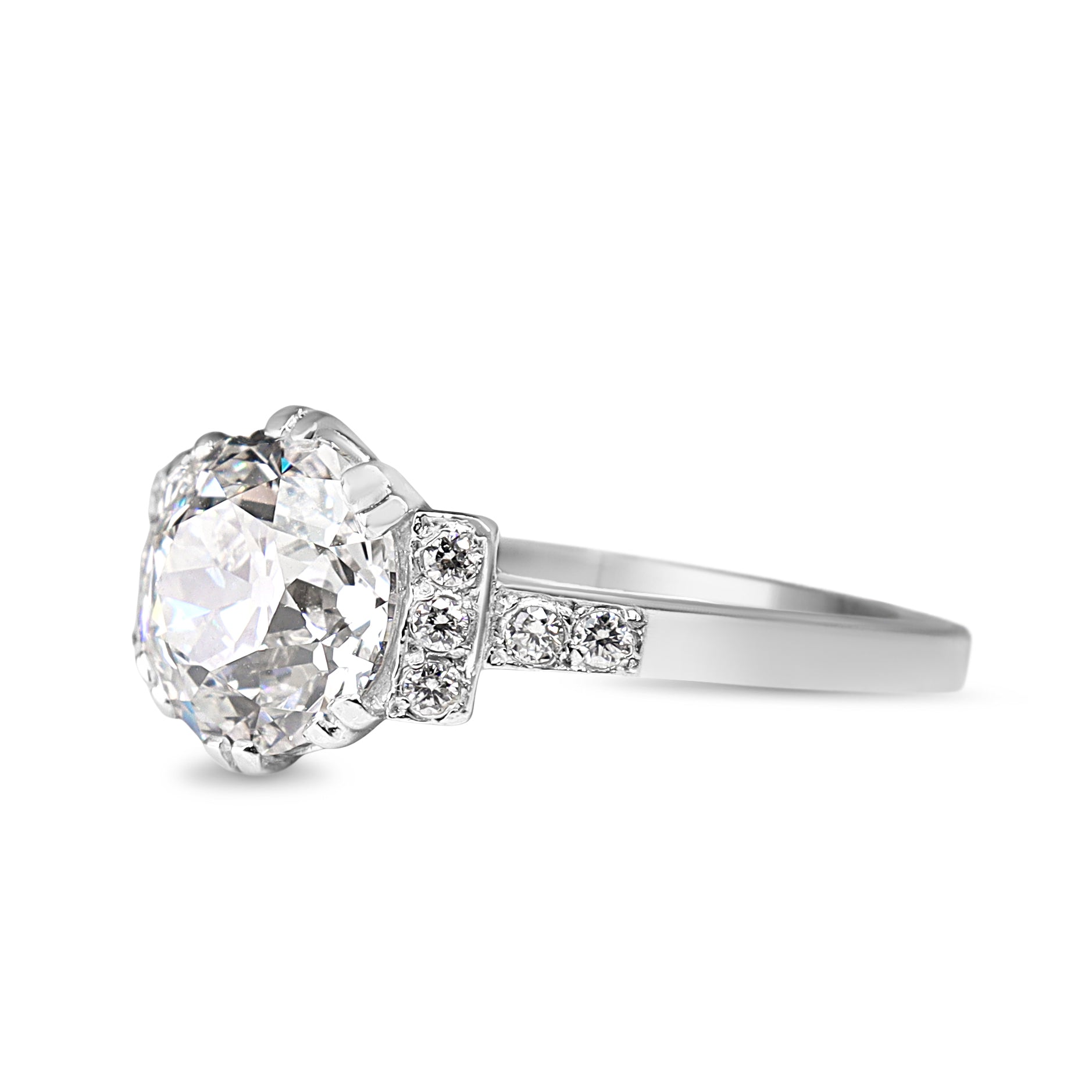Platinum Lab Grown 2.00ct Old Cut Diamond Ring