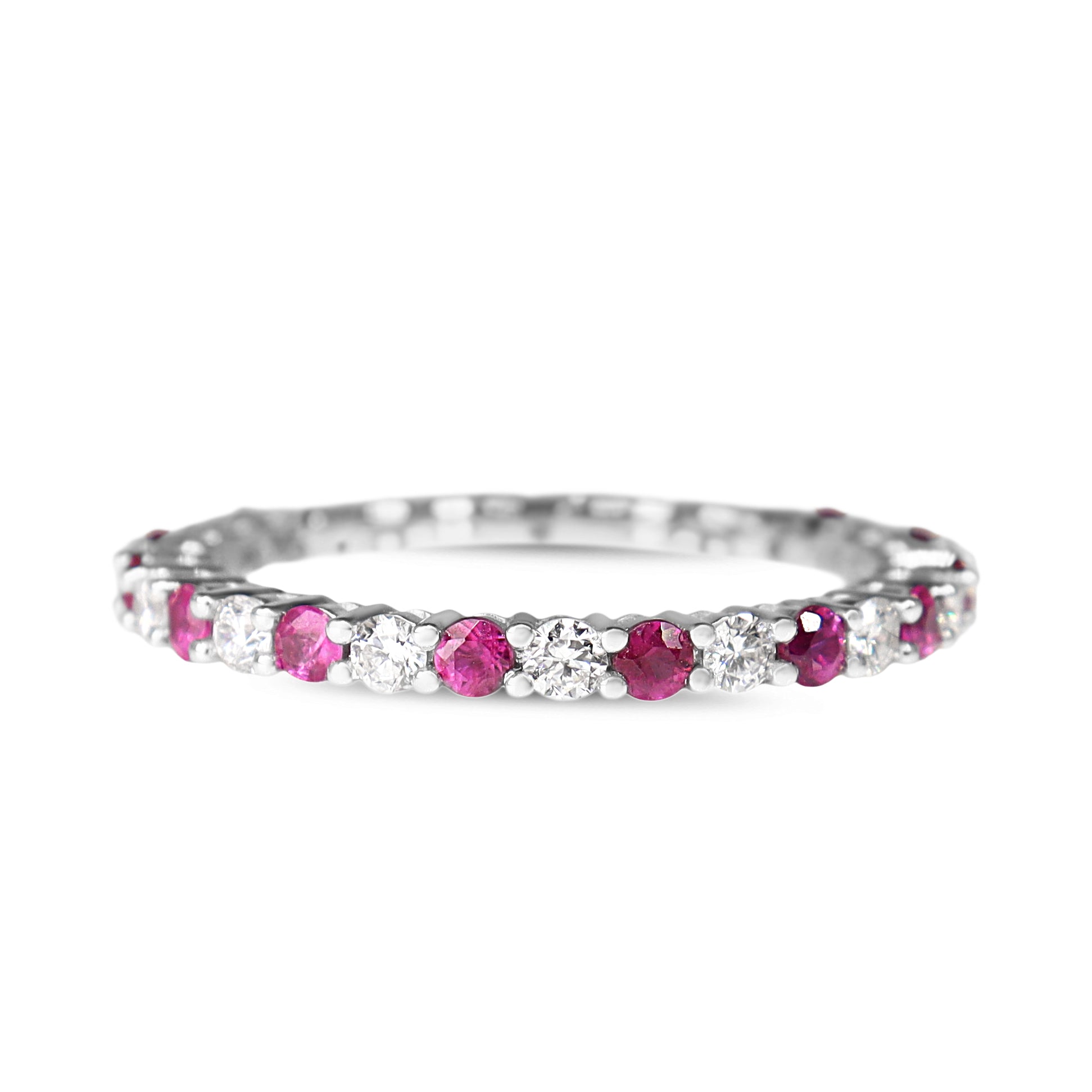 18ct White Gold Ruby and Diamond 3/4 Eternity Band Ring