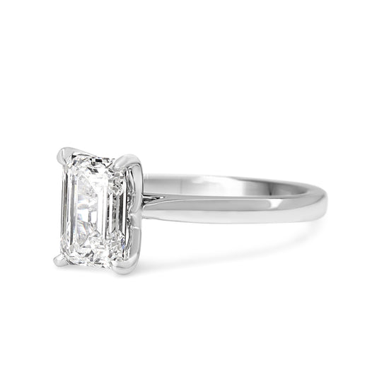 Platinum 1.59ct Emerald Cut Lab Grown Diamond Solitaire Ring