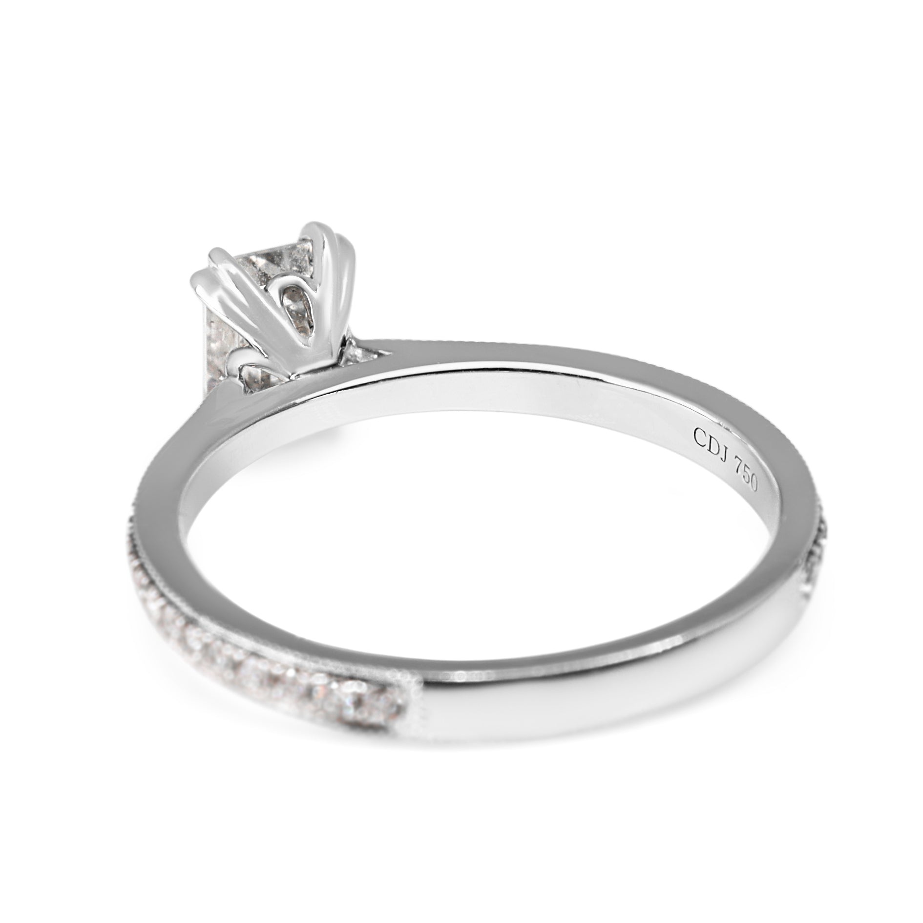 18ct White Gold Emerald Cut Diamond Solitaire Ring