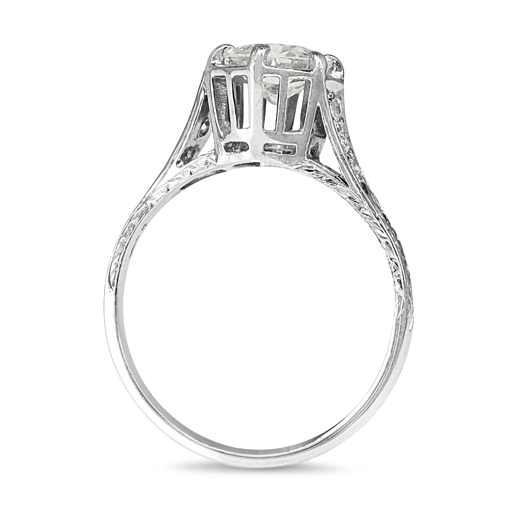 18ct White Gold Vintage Old Cut Diamond Ring
