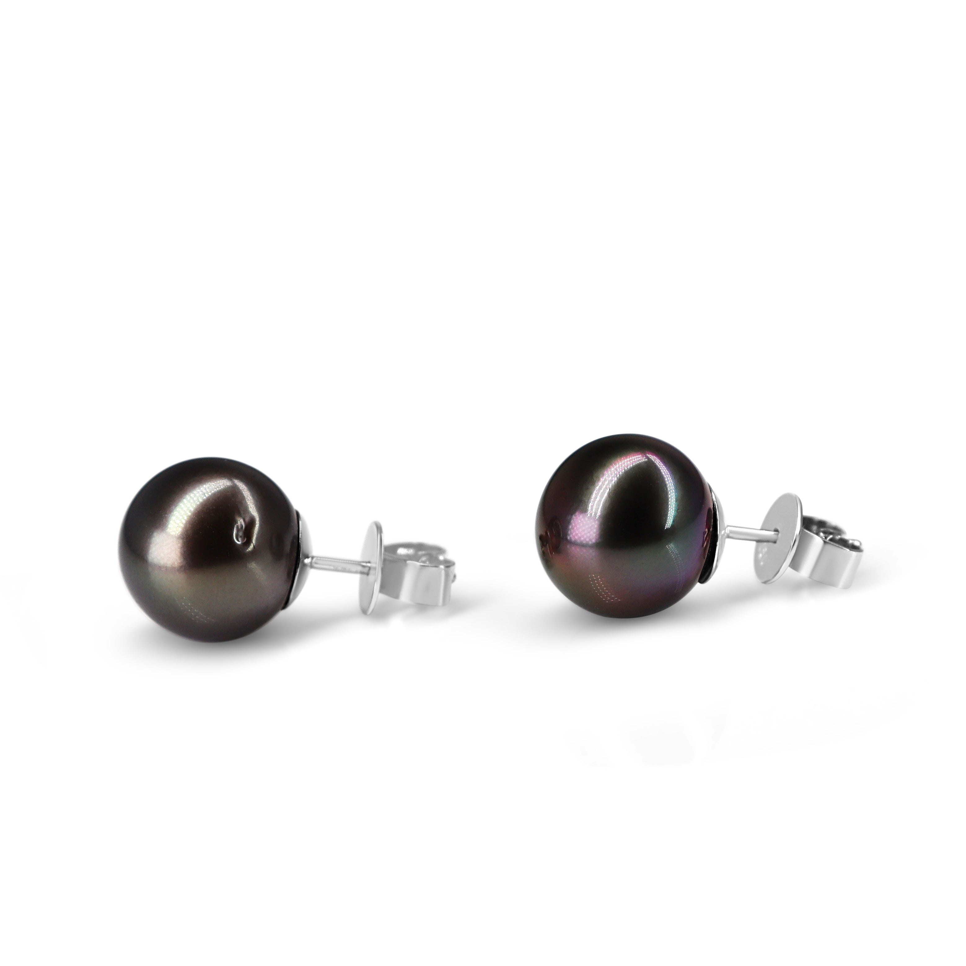 14ct White Gold 10mm Tahitian Pearl Stud Earrings