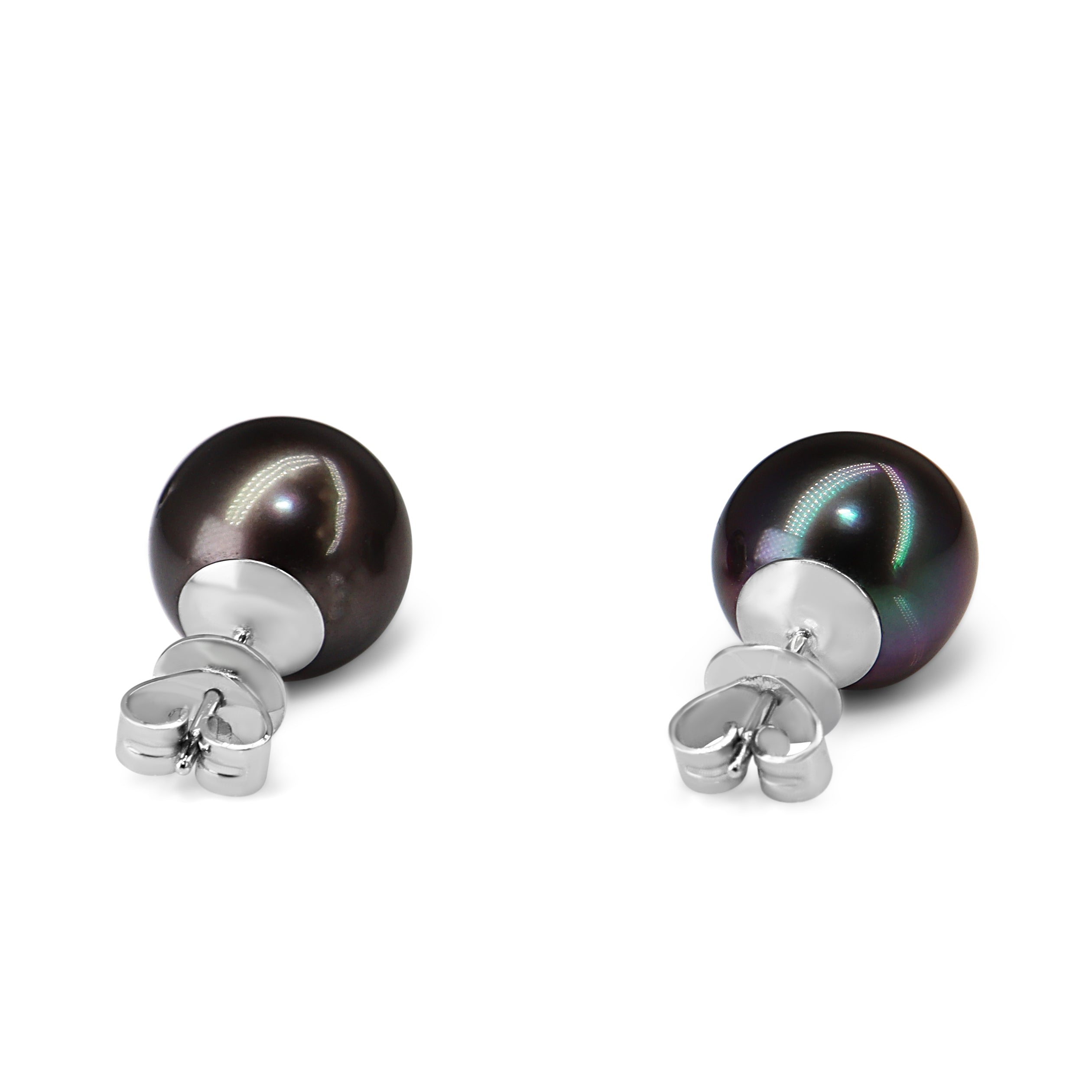 14ct White Gold 10mm Tahitian Pearl Stud Earrings