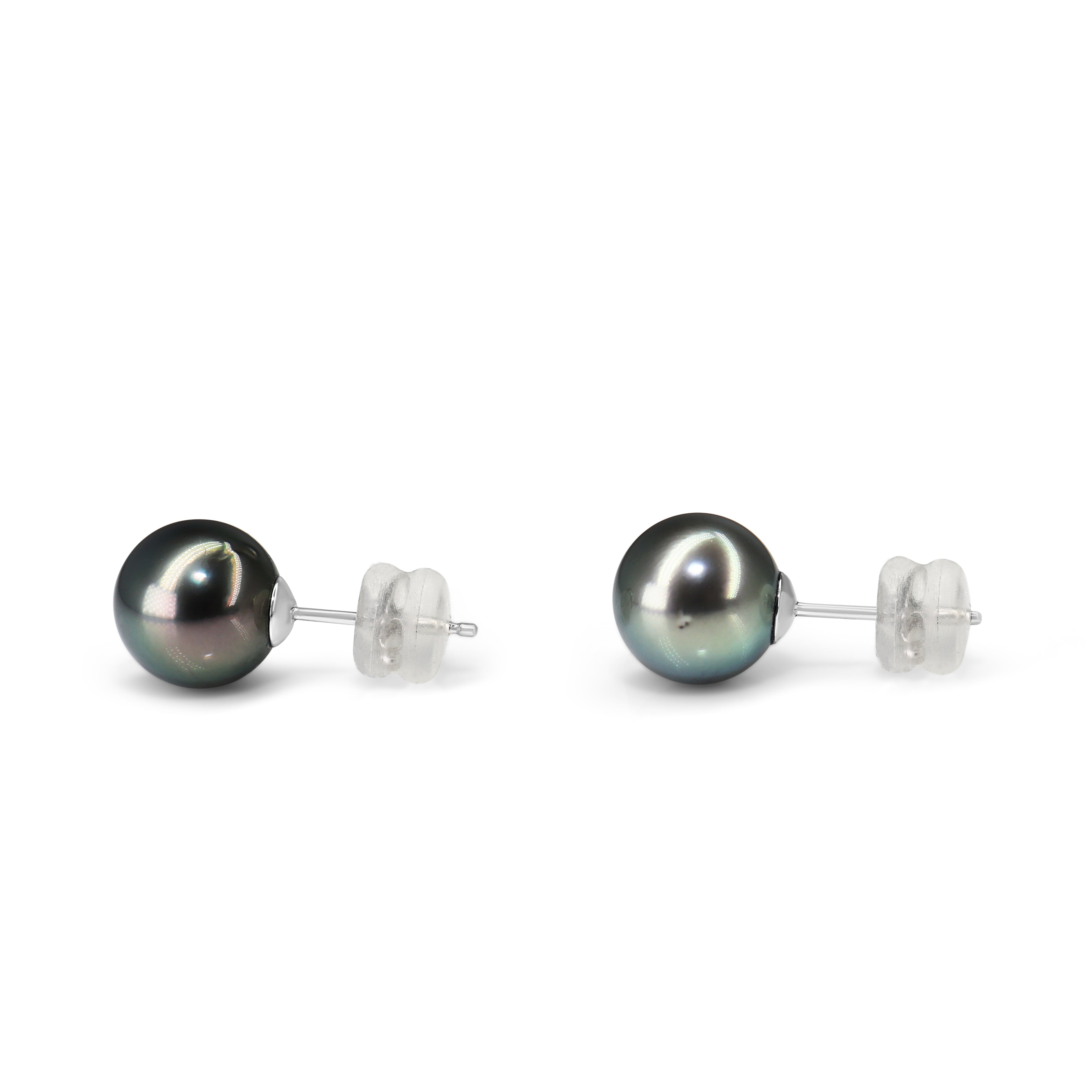 18ct White Gold Tahitian 9.5mm Pearl Stud Earrings
