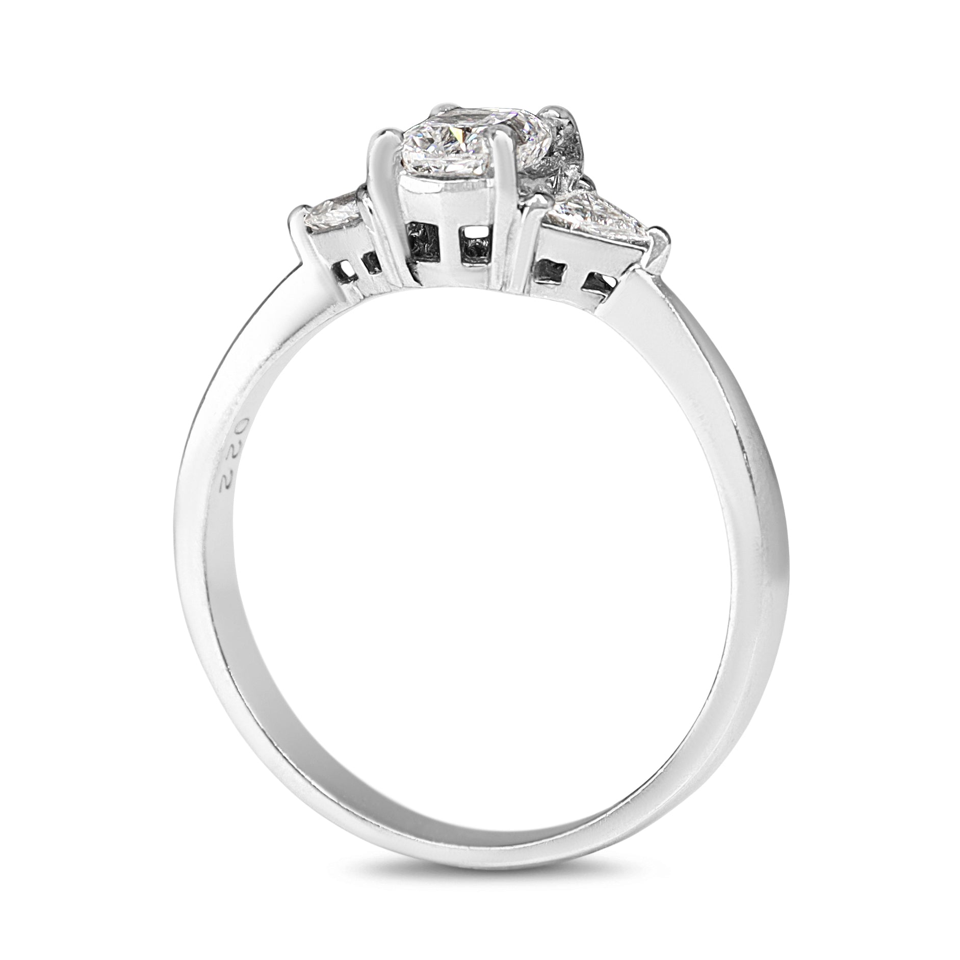 Platinum Cushion and Trillion 3 Stone Diamond Ring