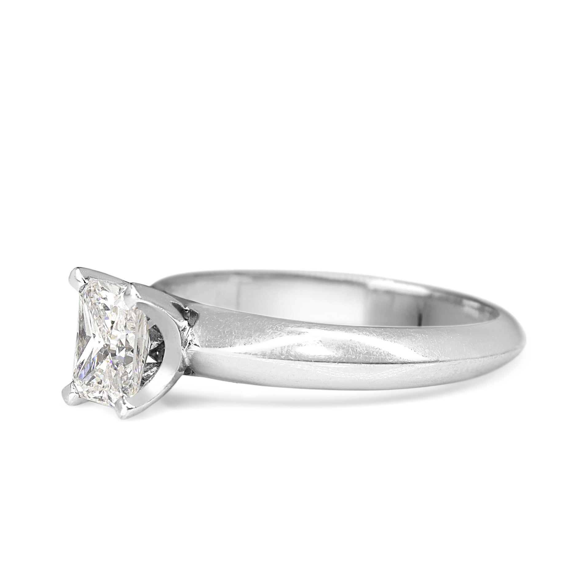 18ct White Gold Radiant Cut Solitaire Diamond Ring