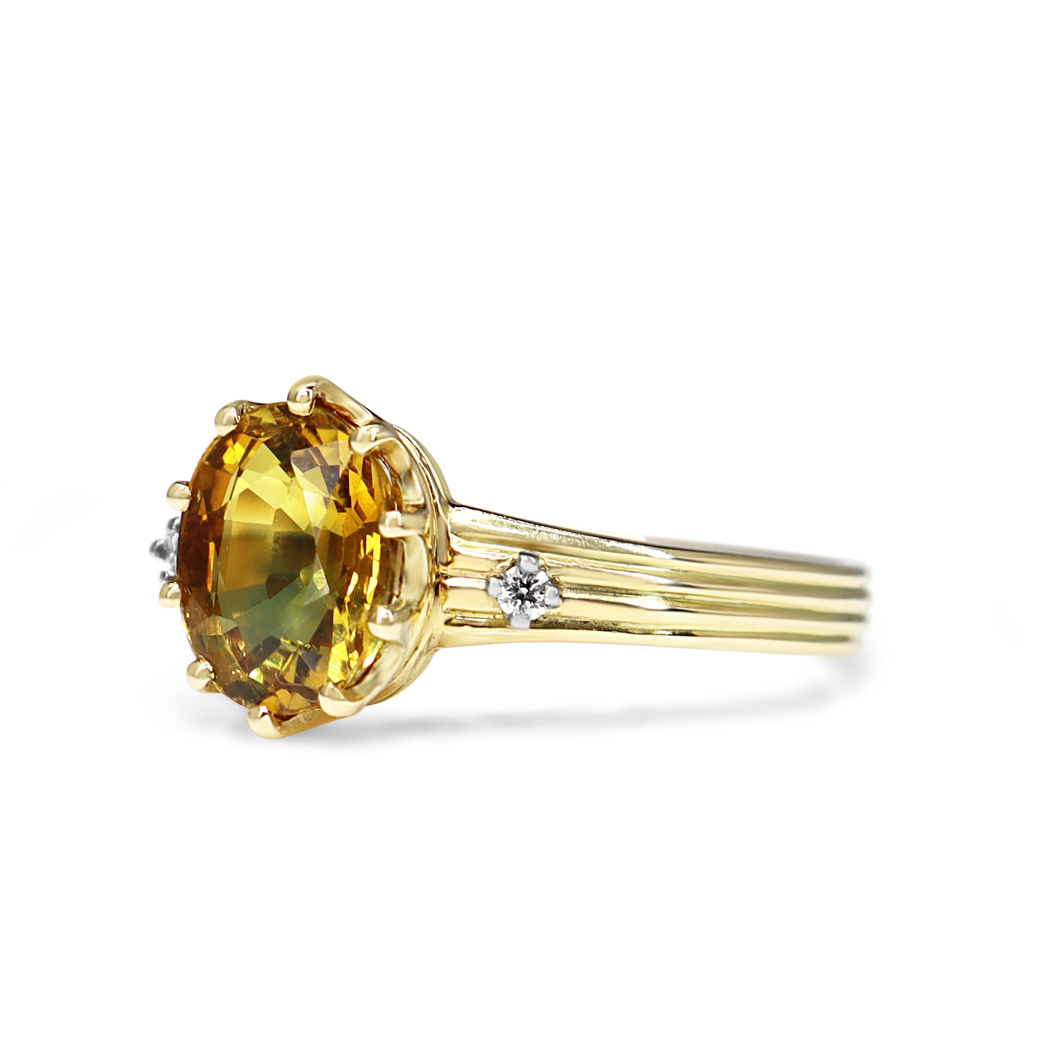 18ct Yellow Gold Yellow Sapphire and Diamond Ring