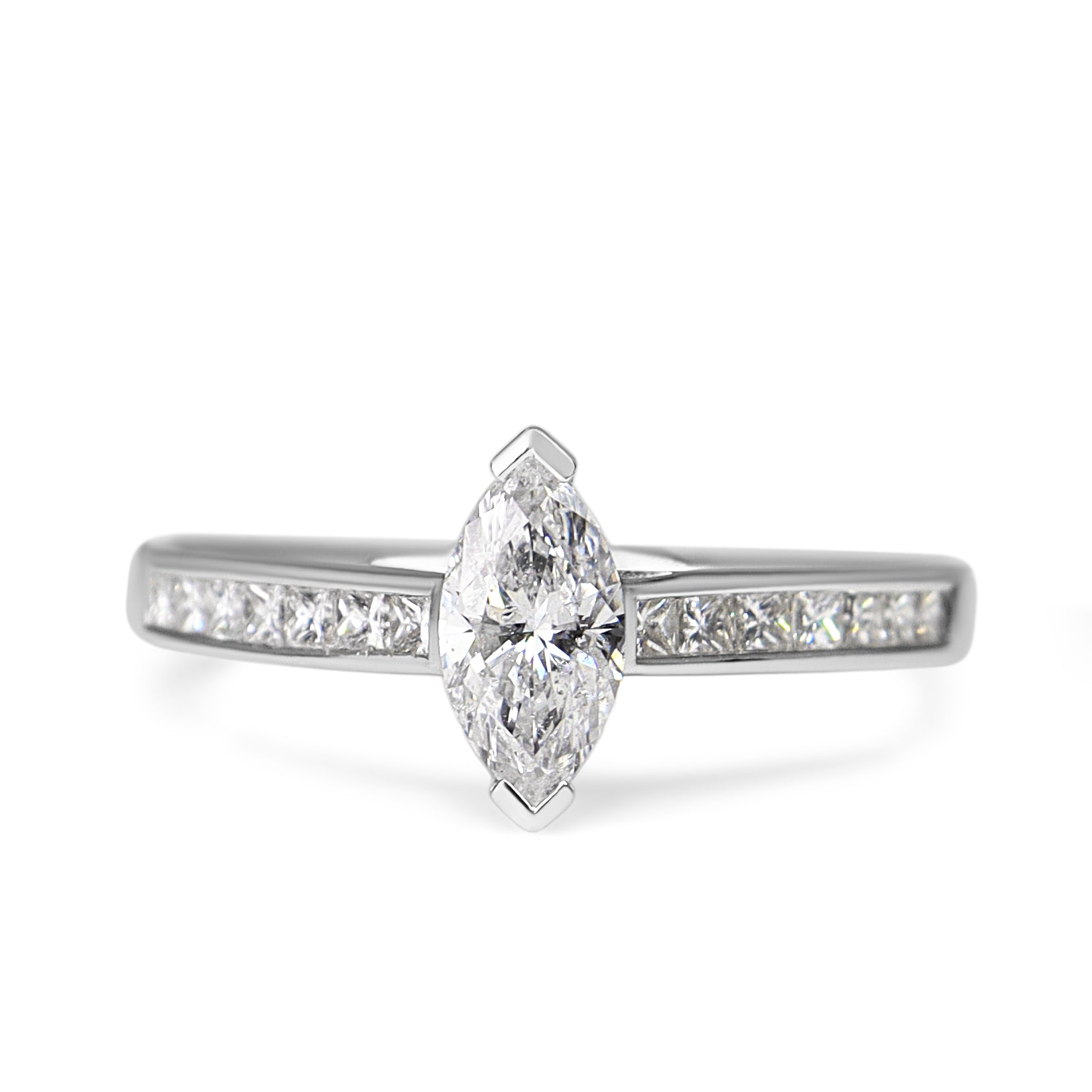 18ct White Gold Marquise and Princess Cut Diamond Ring